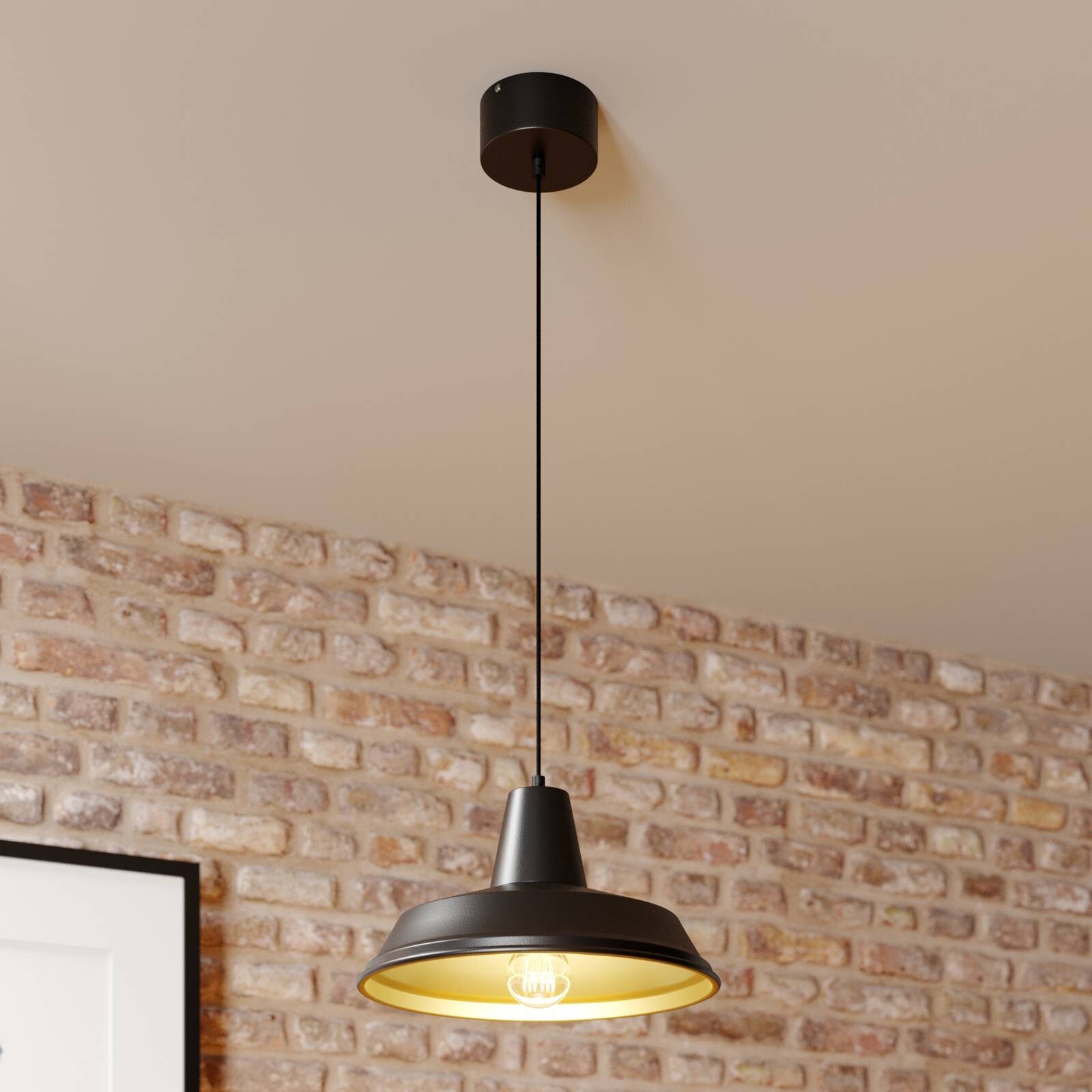 Závesné svietidlo Class, čierne/zlaté