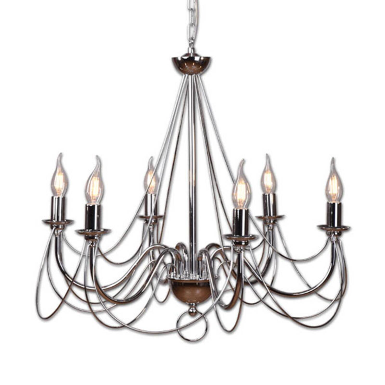 Visiaci luster Retro, strieborný, 6-pl., 120cm