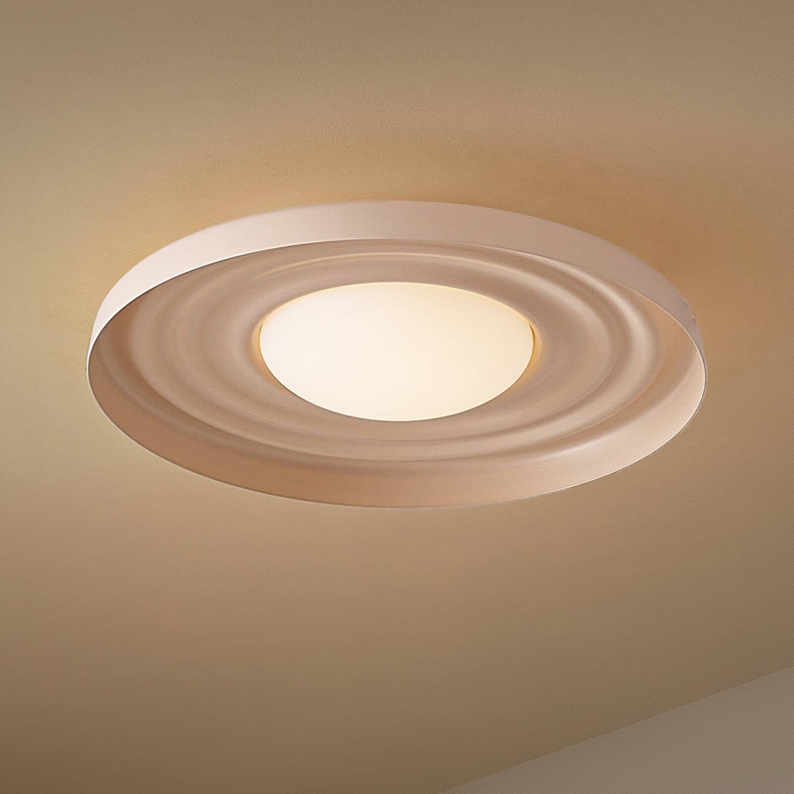 Lindby stropné LED svetlo Waves, béžové, Ø 43 cm, kov