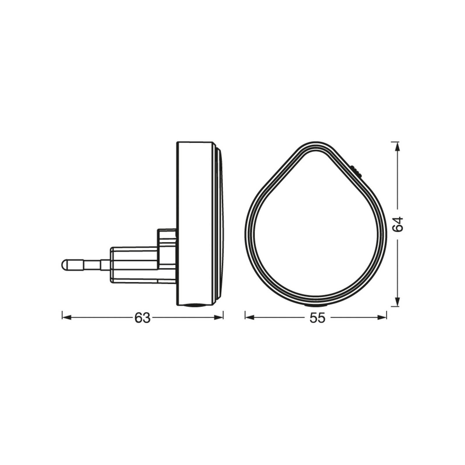 OSRAM LED zásuvkové nočné svetlo LUNETTA RAINDROP, senzor, stmievateľné