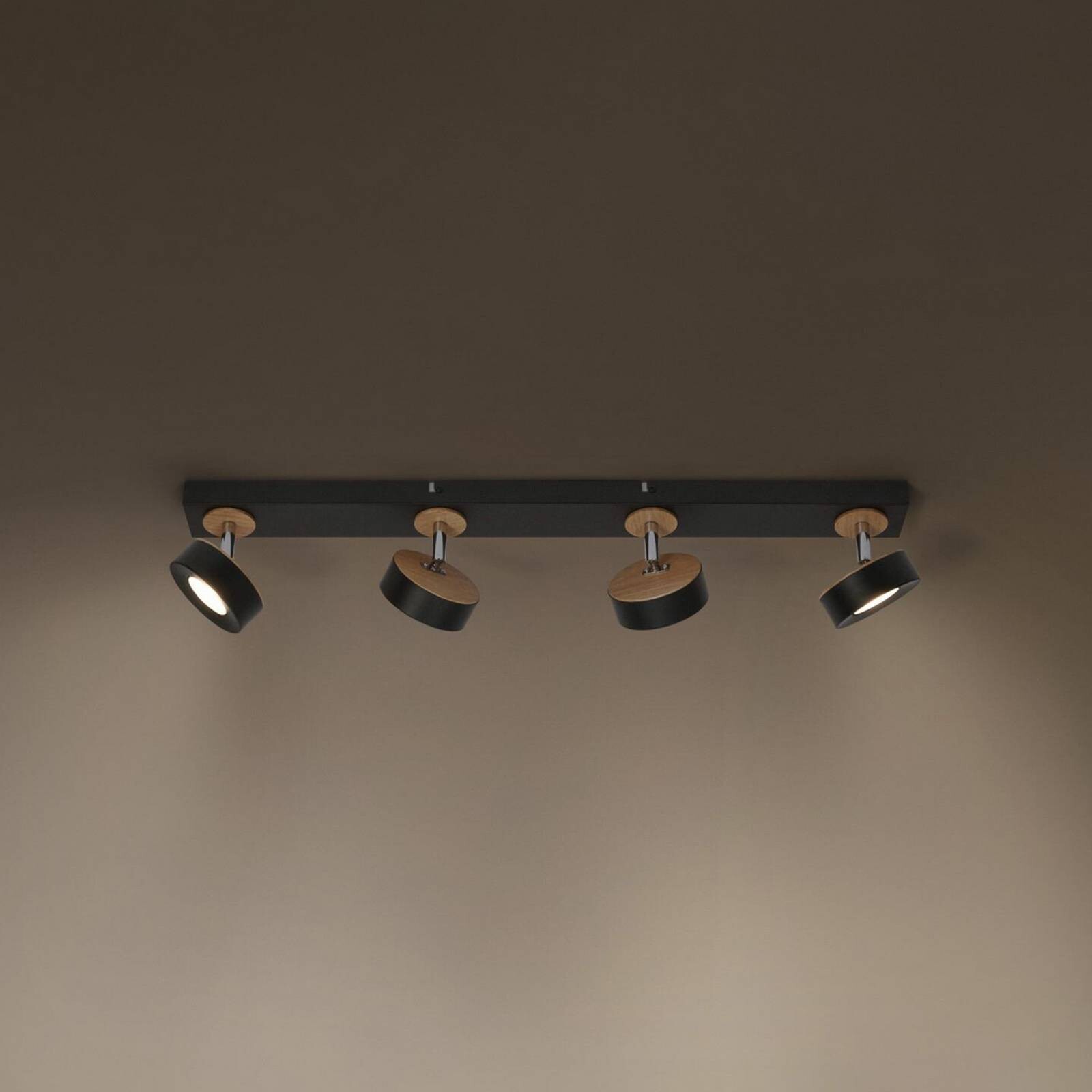 OSRAM LED stropné bodové svetlá PLUTO, čierny, 4 bodové svetlá, 3 000 K