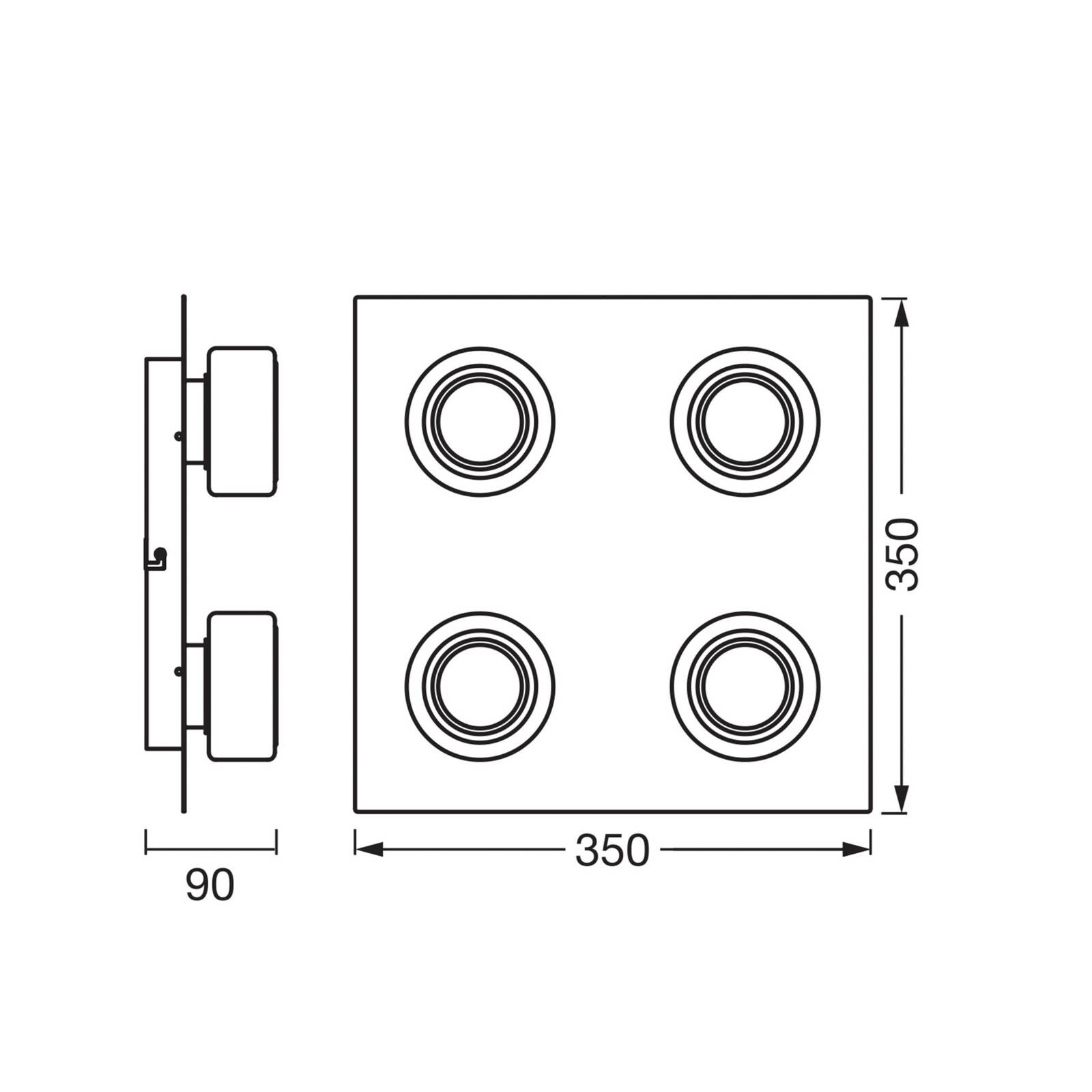 OSRAM stropné LED svetlo ORBIS FLAME, chróm, 4-pl., CCT IP44