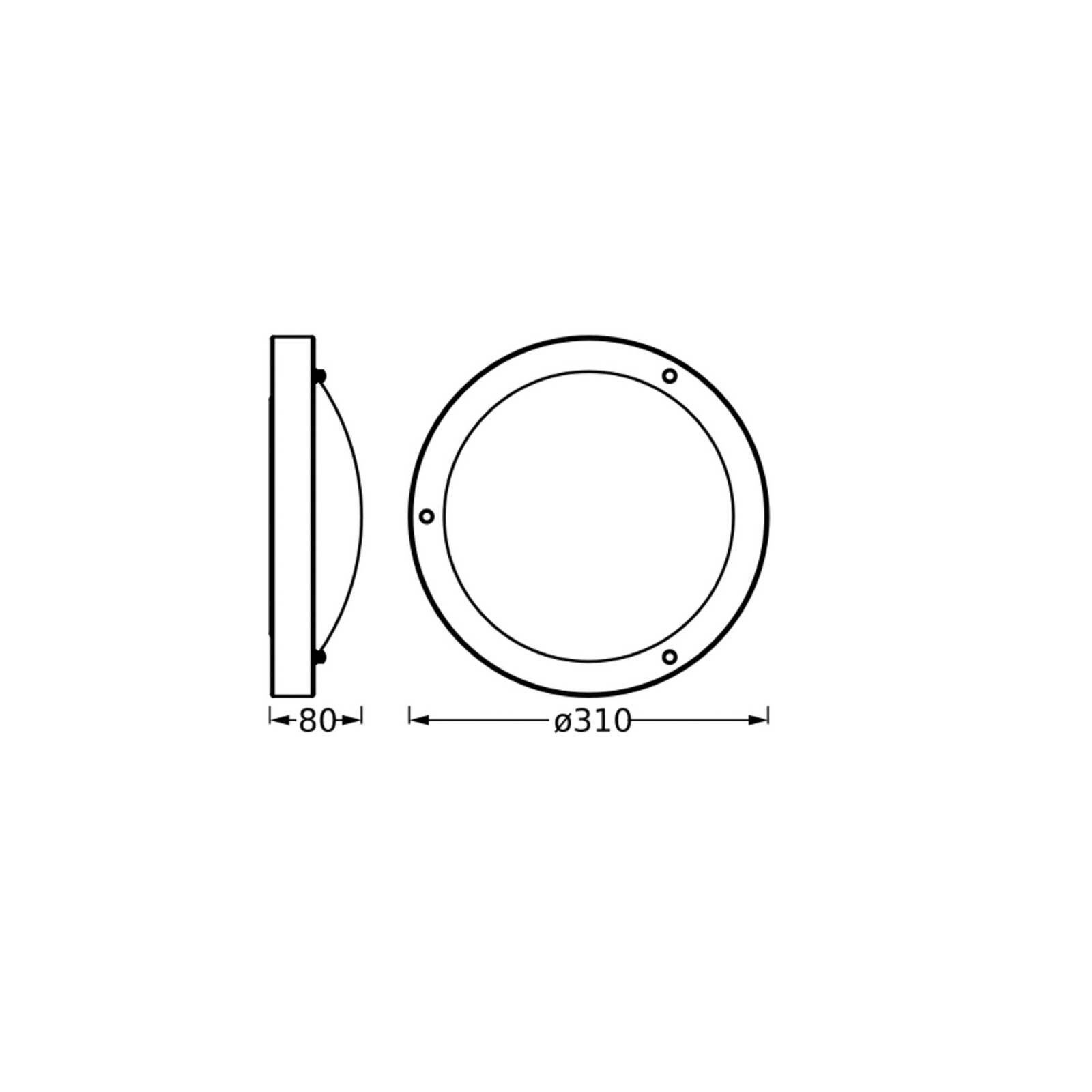 Stropné svietidlo OSRAM BATHROOM, čierne Ø 31 cm kov/sklo IP44