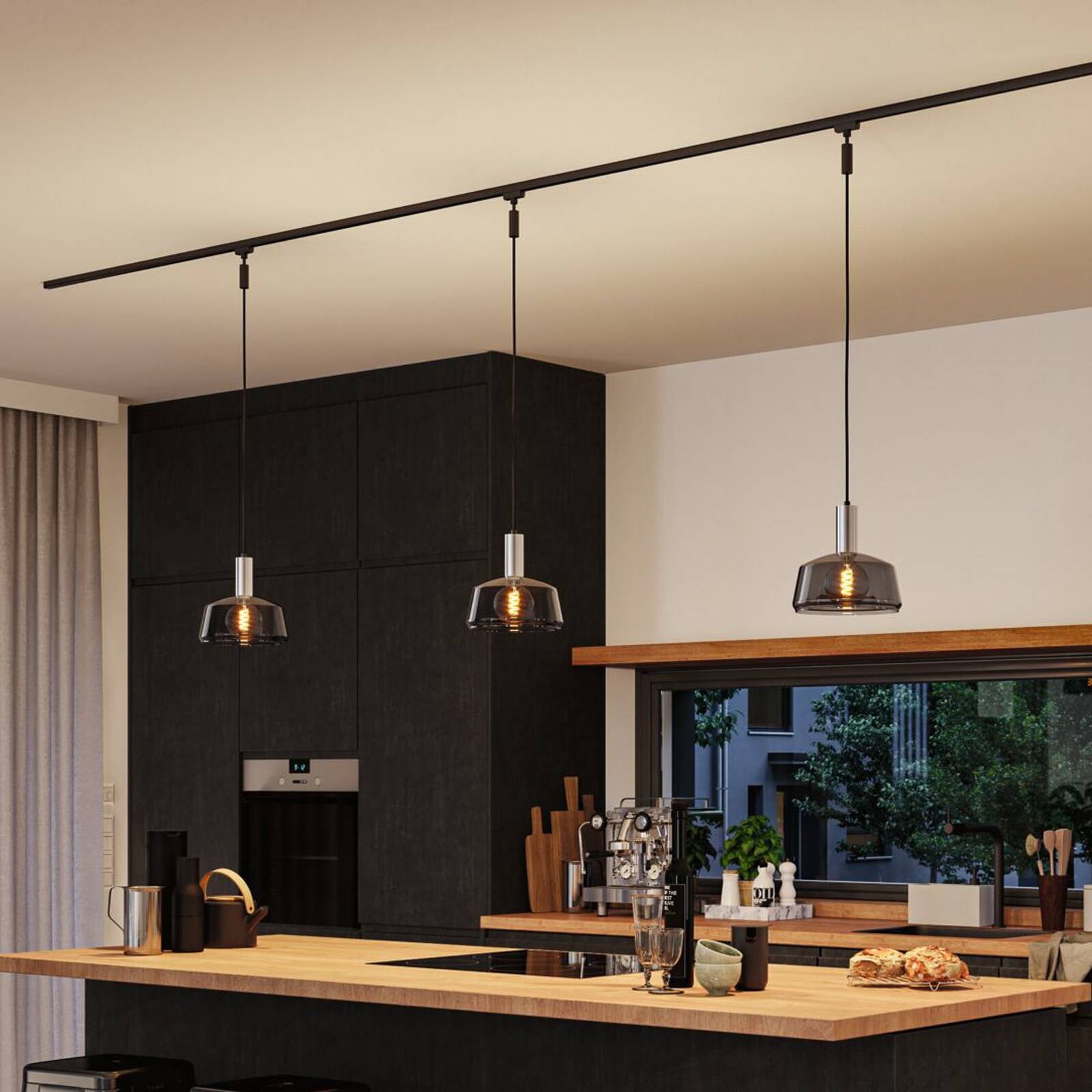 Paulmann URail tienidlo na lampu Neila 2Easy, Ø 23 cm, dymové sklo