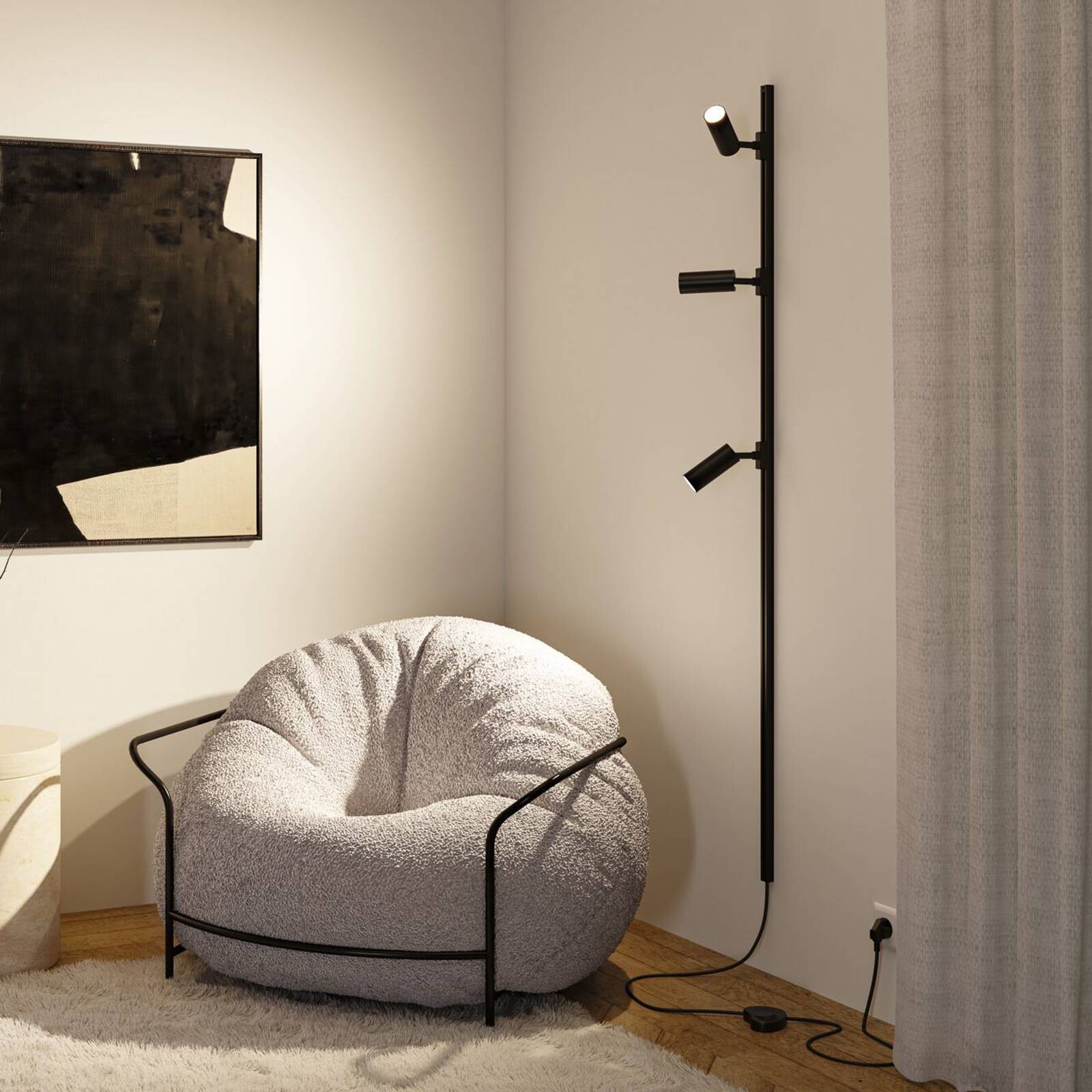 Paulmann URail napájací kábel/prepínač čierny matný 2,4 m