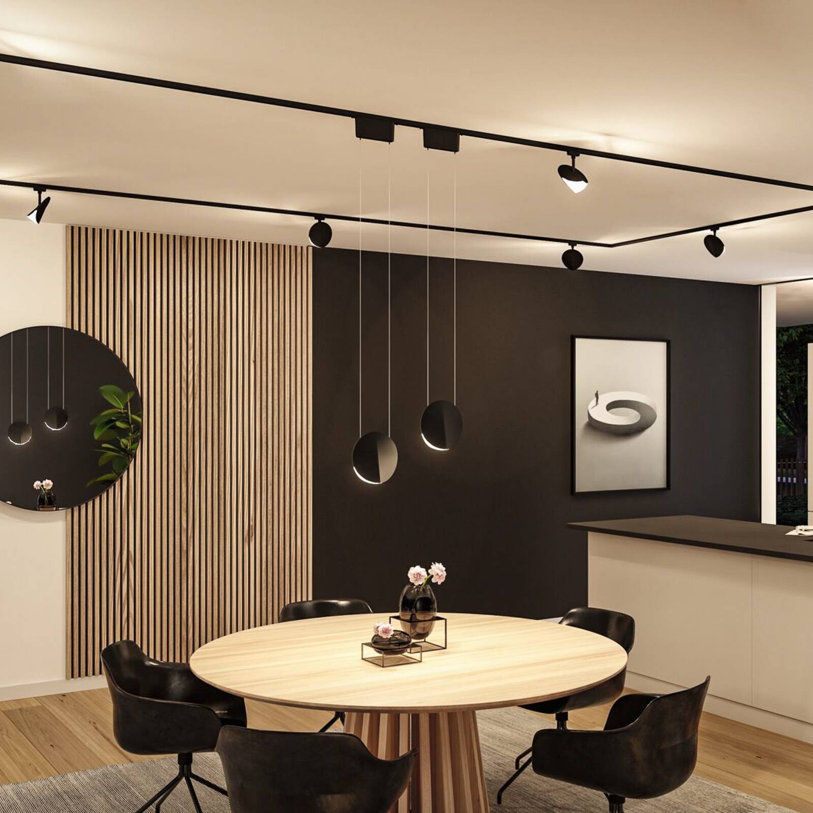 Paulmann URail-Pendel Alejandro čierna 3.000 K 3-krokové stmievateľné