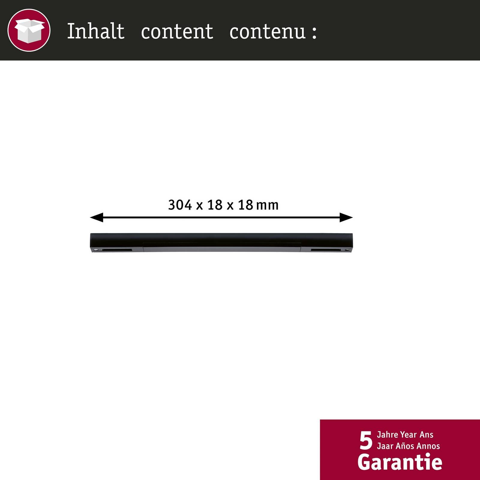 Paulmann stredový napájací zdroj URail Zigbee, čierny matný, dlhý