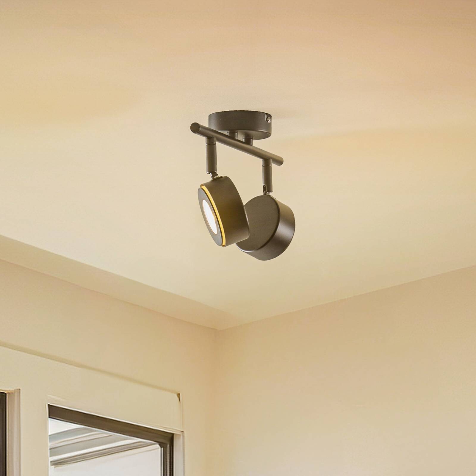 Lindby reflektor Jyla, čierny, 4 000 K, 2 svetlá, GX53