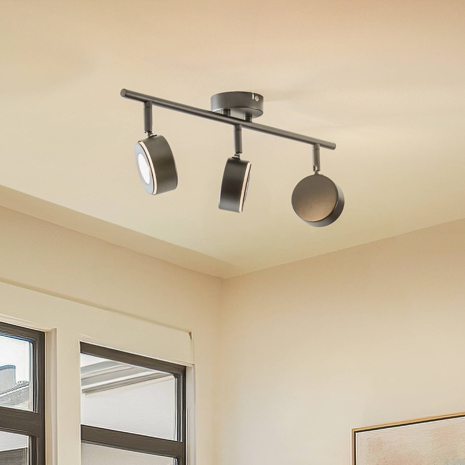 Lindby reflektor Jyla, čierny, 4 000 K, 3 svetlá, GX53