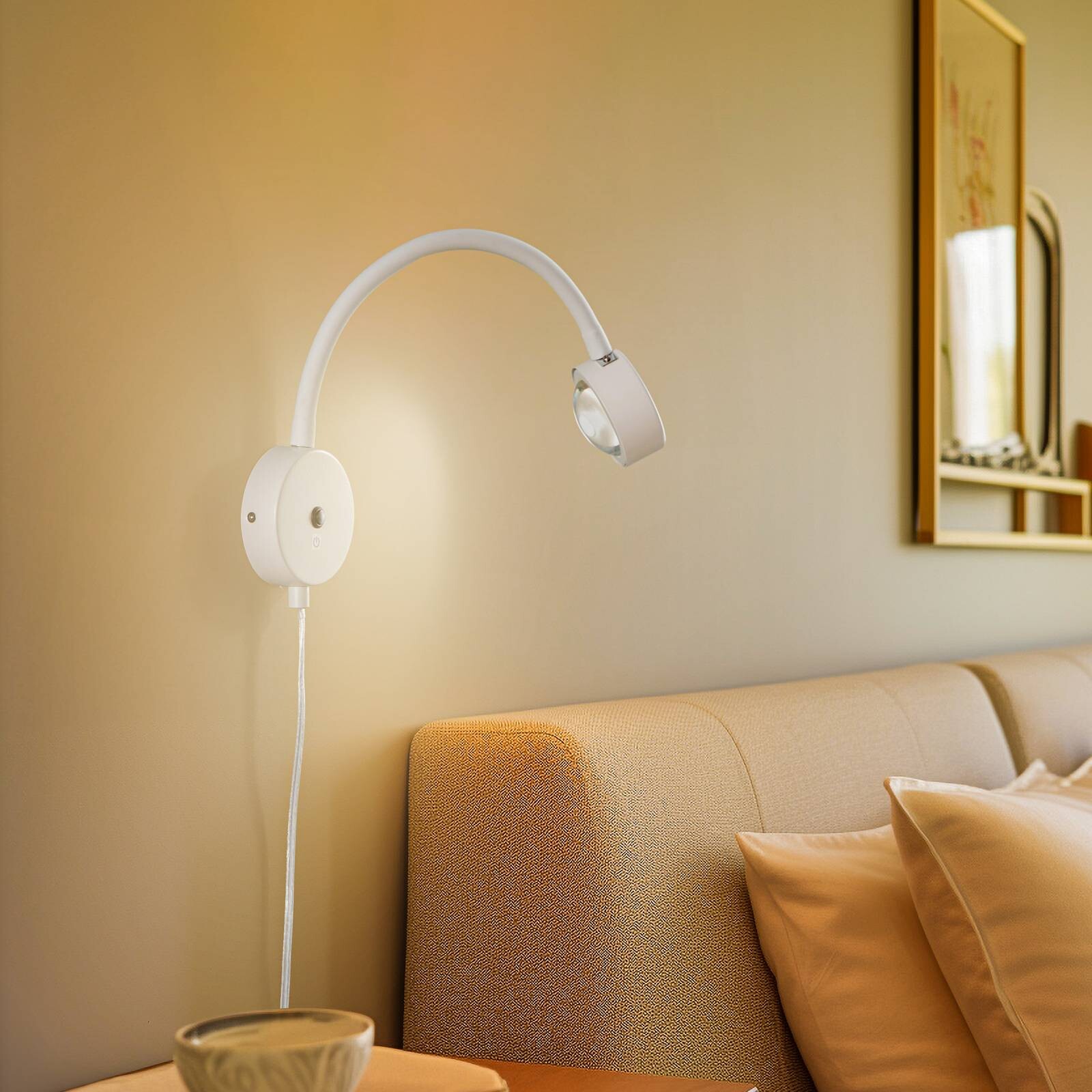 Nástenné svietidlo Lindby Jyla, biele, šošovka, 4 200 K, GX53, flexibilné