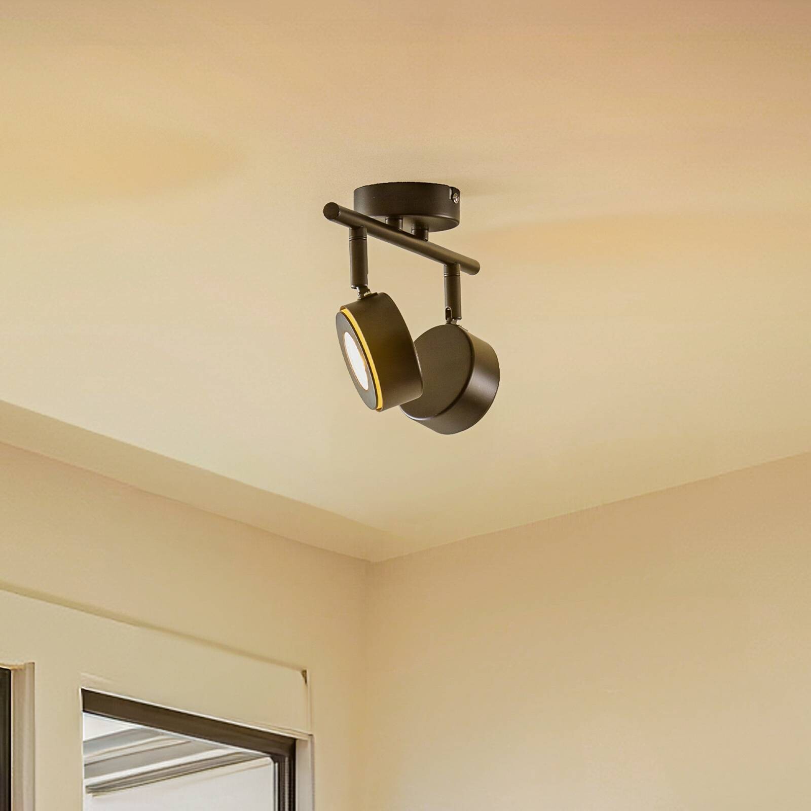 Lindby reflektor Jyla, čierny, 2 700 K, 2 svetlá, GX53