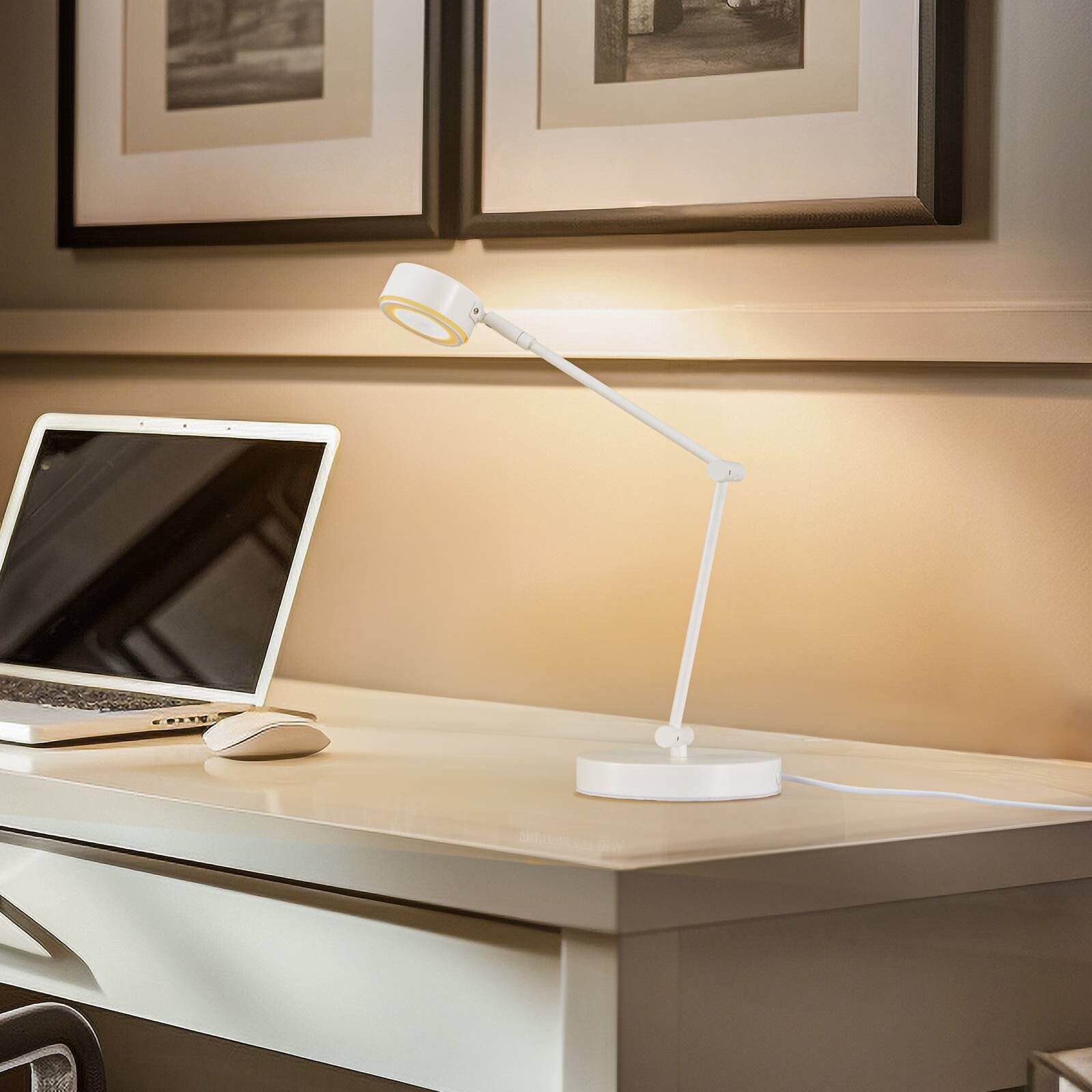 Stolná lampa Lindby Jyla, biela, 2700K, GX53, železo