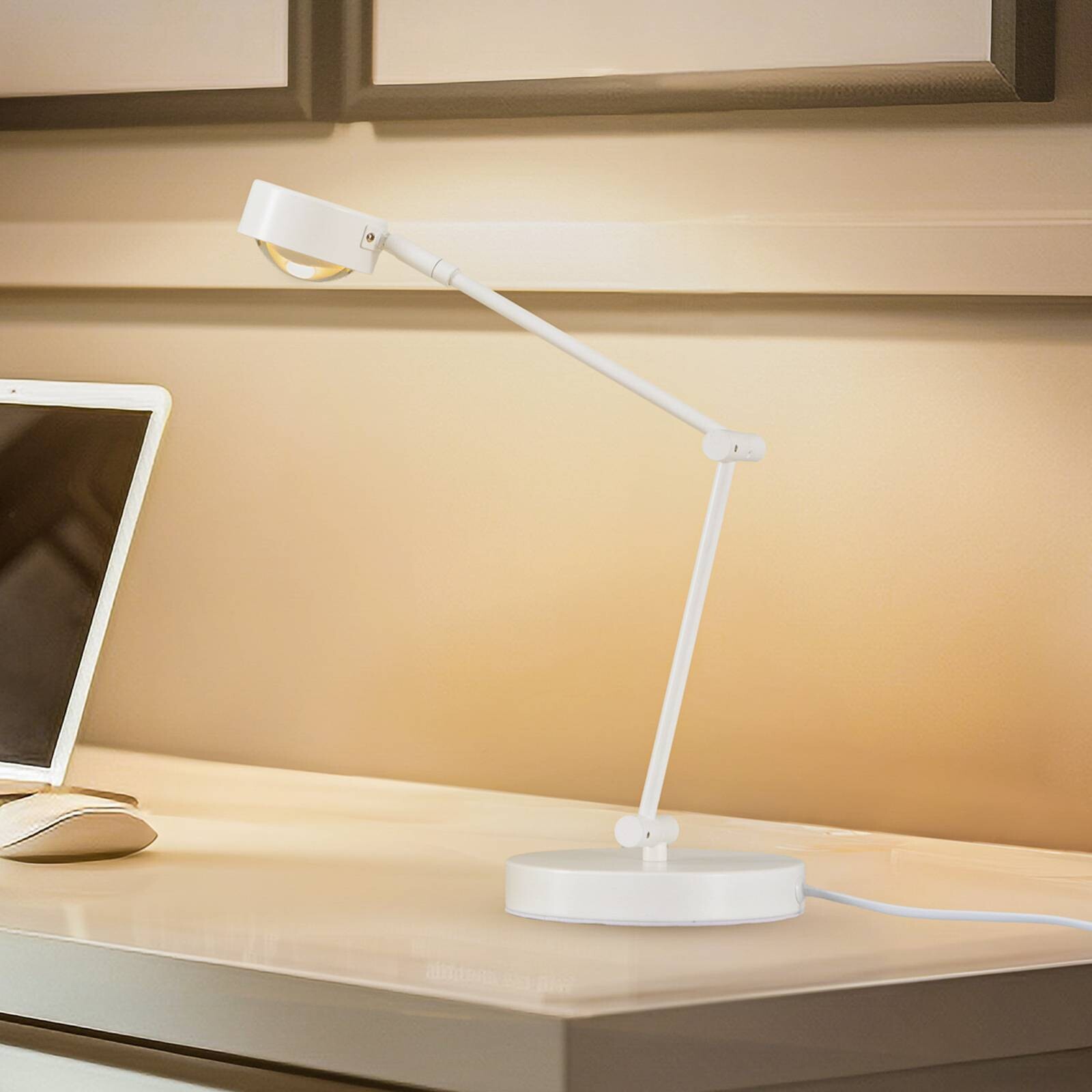 Stolná lampa Lindby Jyla, biela, šošovka, 4200K, GX53, železo