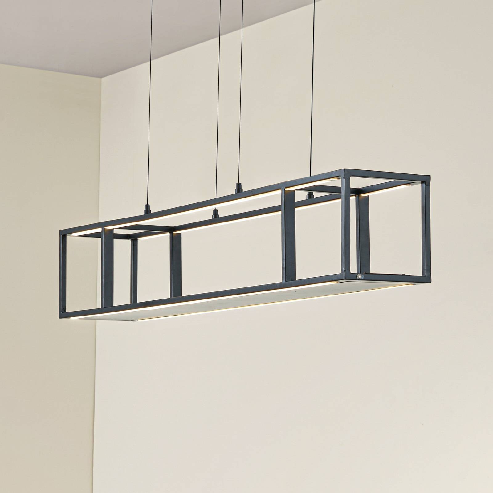 Lucande LED závesné svietidlo Estante, čierne, stmievateľné, CCT