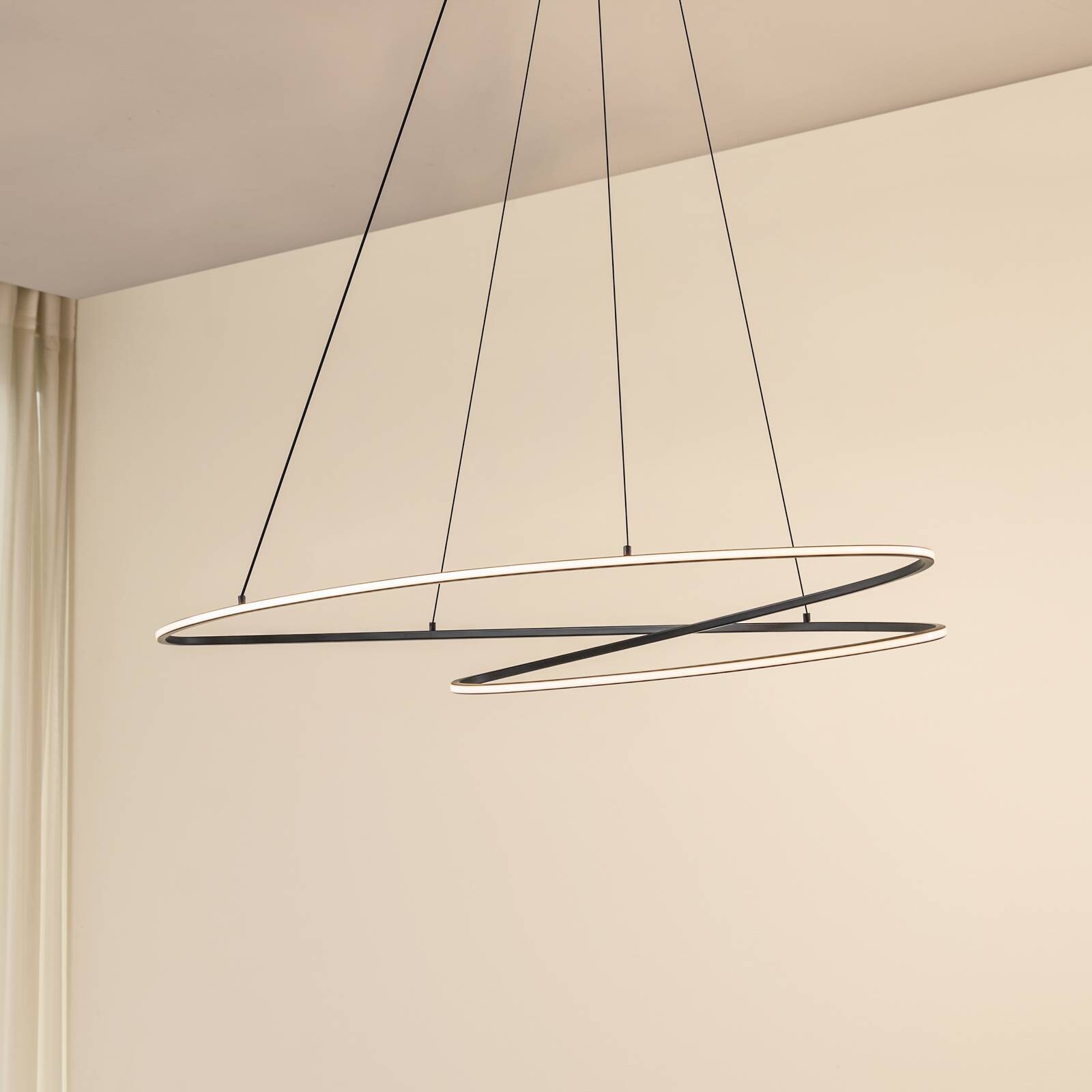 Lucande LED závesné svietidlo Gavril, 100 cm, čierne, stmievateľné