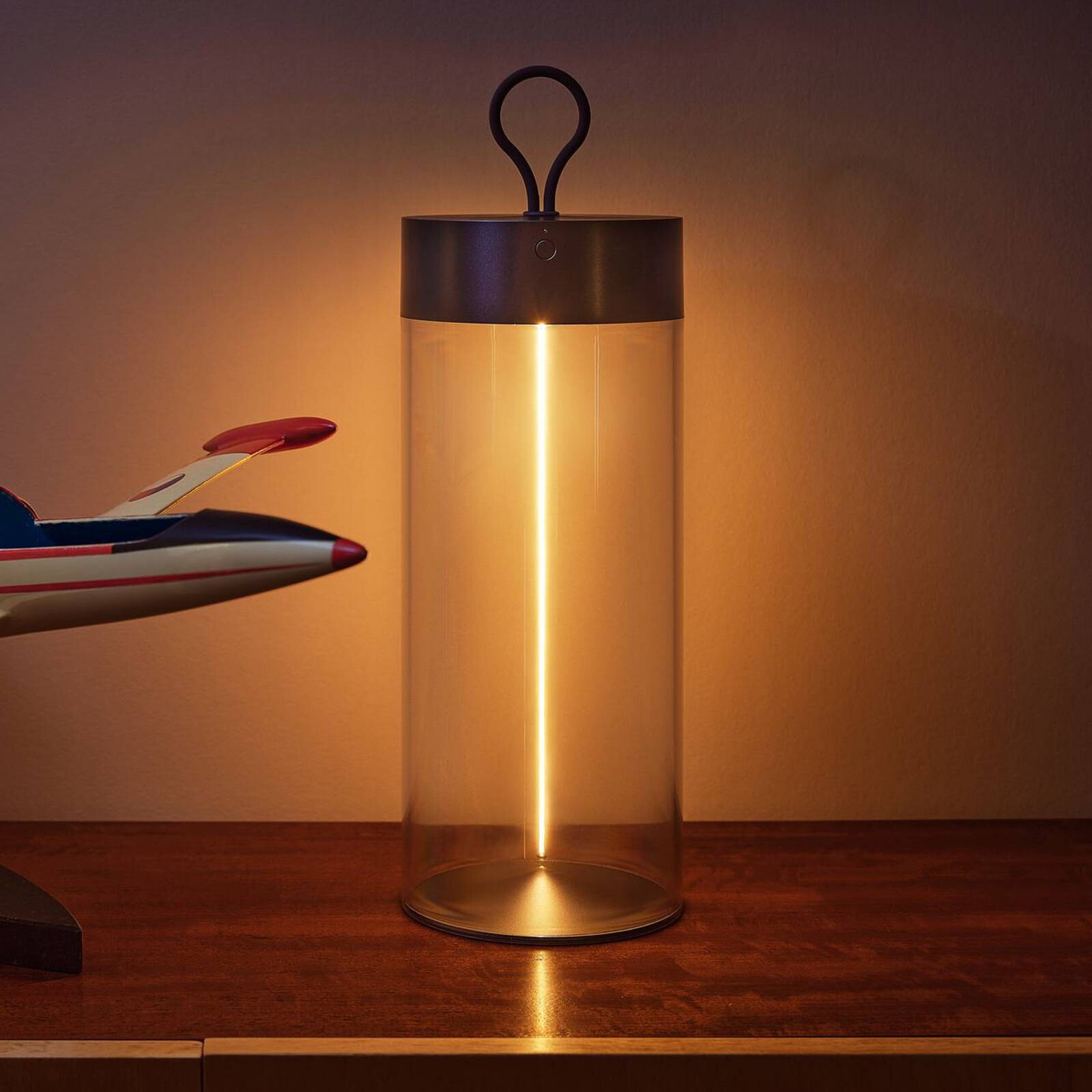 OSRAM stolová LED lampa na batérie DECOR FILAMENT, tmavošedá 32 cm