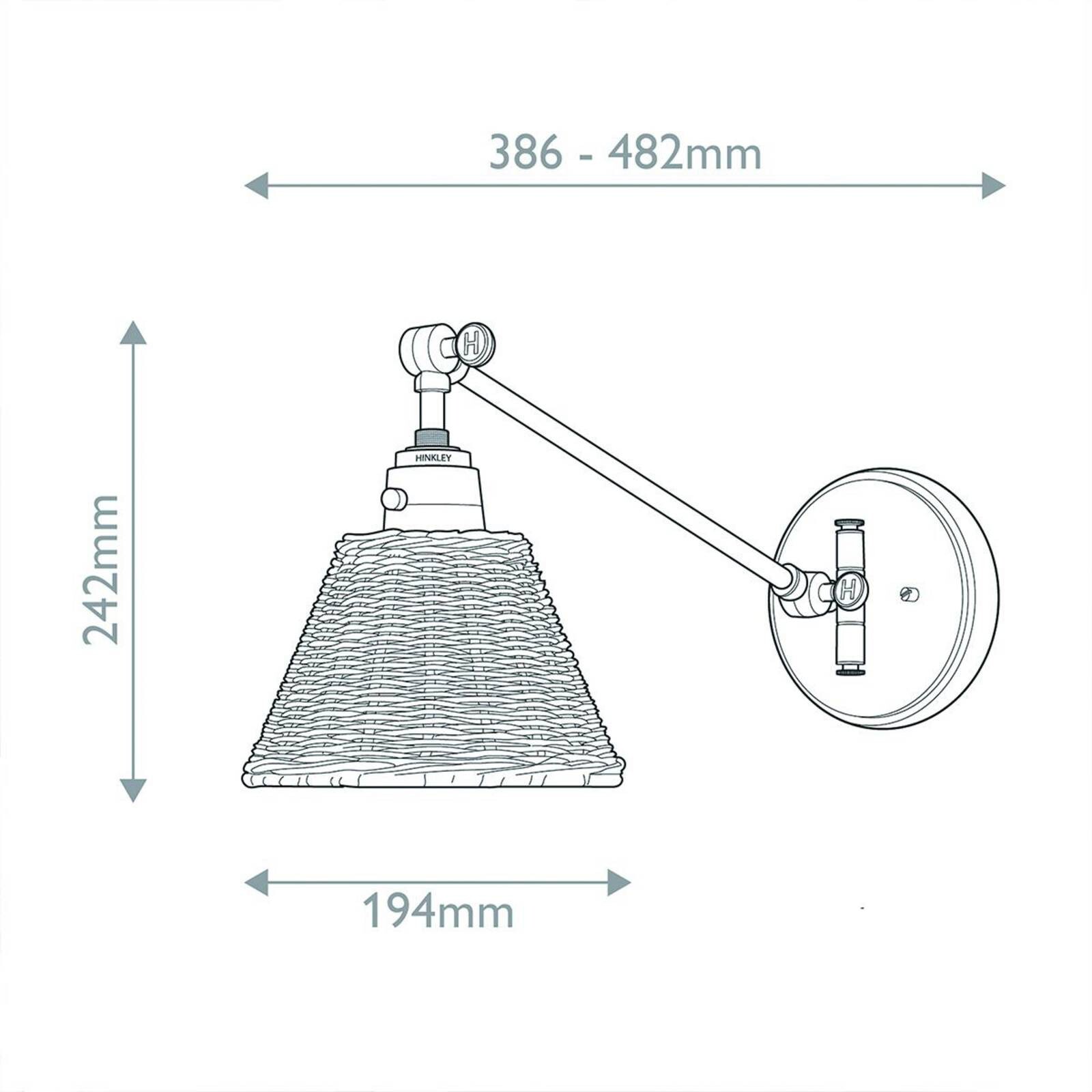 Nástenné svetlo Arti, mosadzné/prírodné, ratan, oceľ