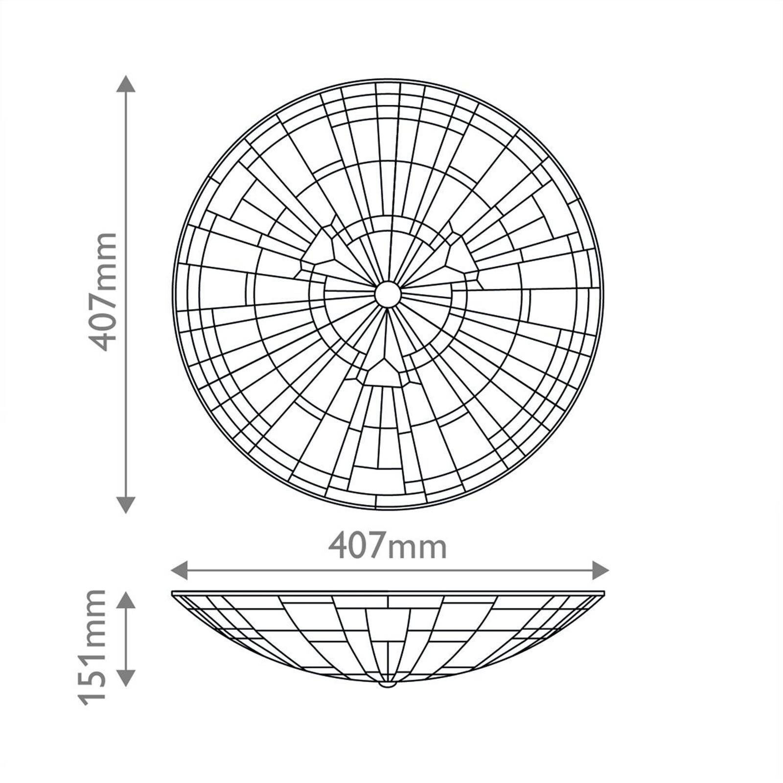 Stropné svietidlo Inglenook, štýl Tiffany, oceľ, sklo, farebné