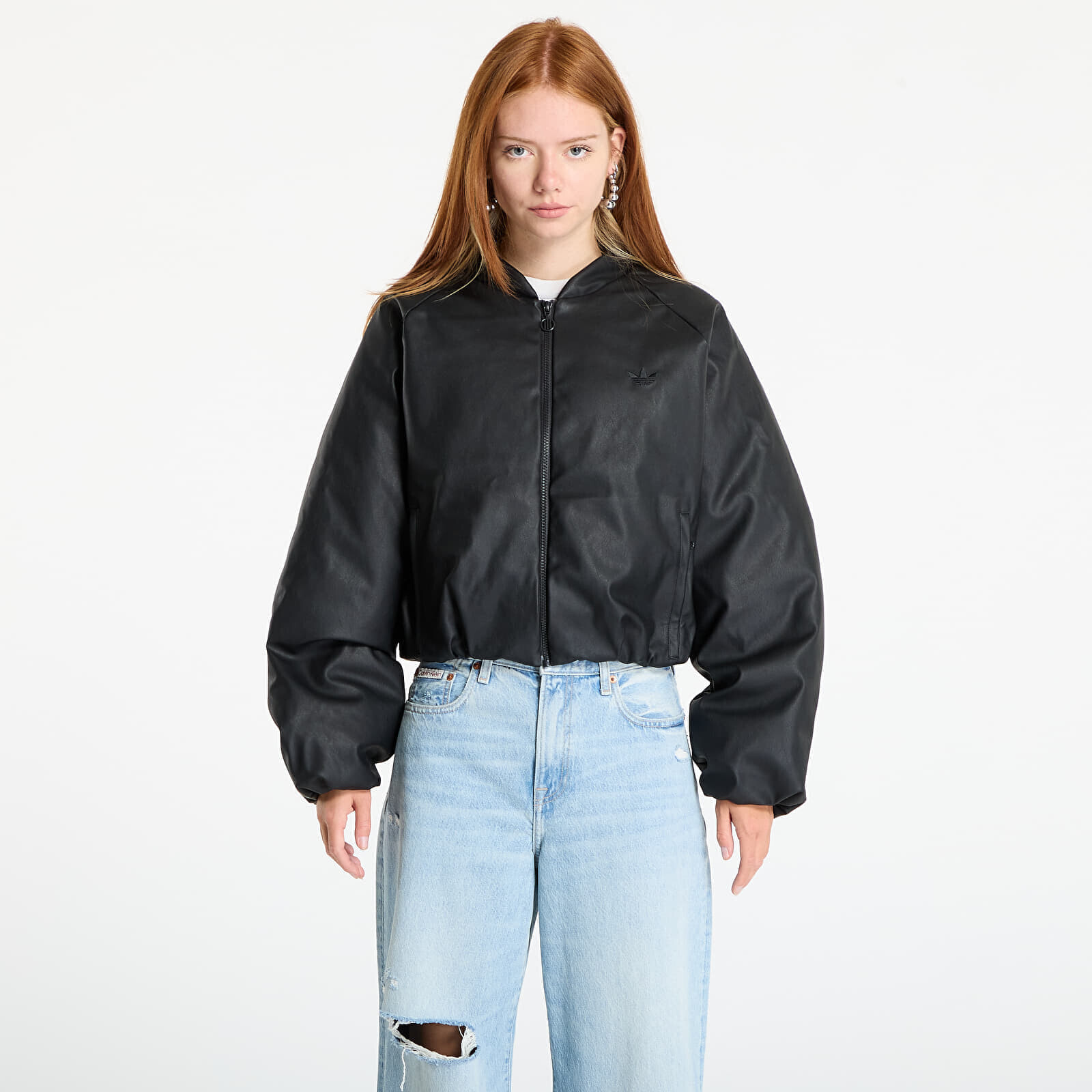 Bunda adidas Pleather Bomber Synthetic Down Jacket Black L