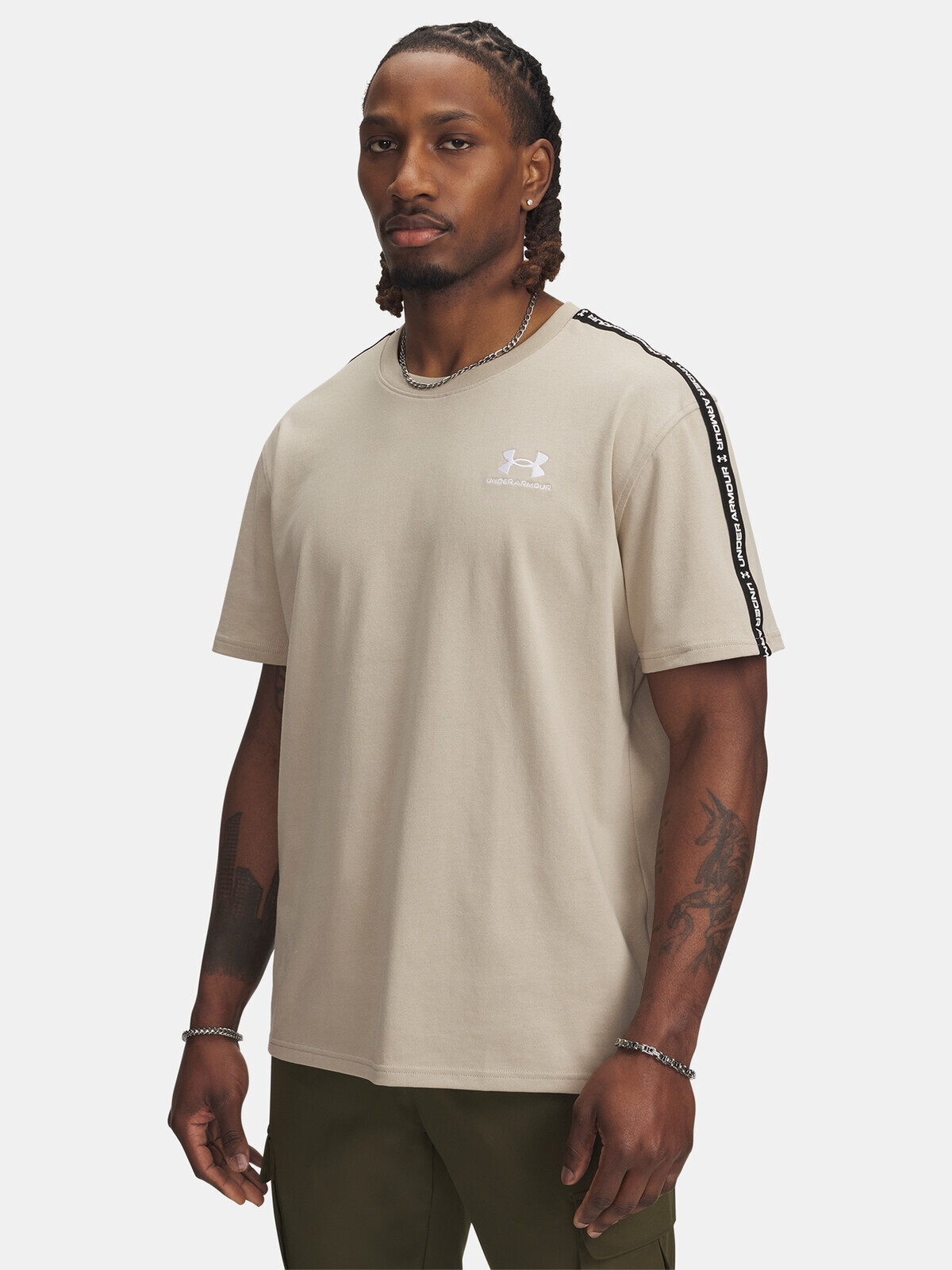 Men's T-shirt Under Armour UA Icon HWT Tee Taping-BRN - Men's