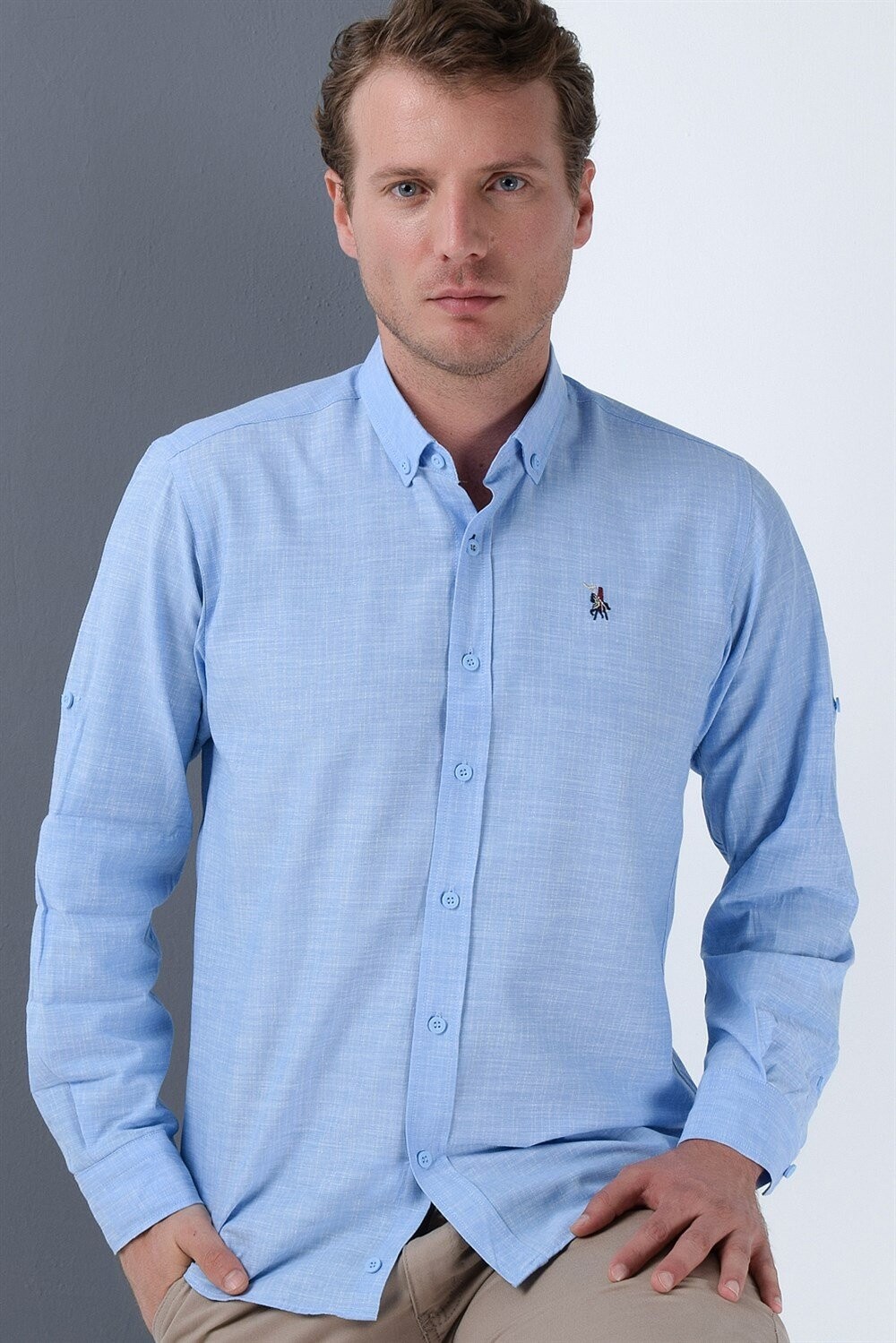 G681 DEWBERRY MEN'S SHIRT-LIGHT BLUE
