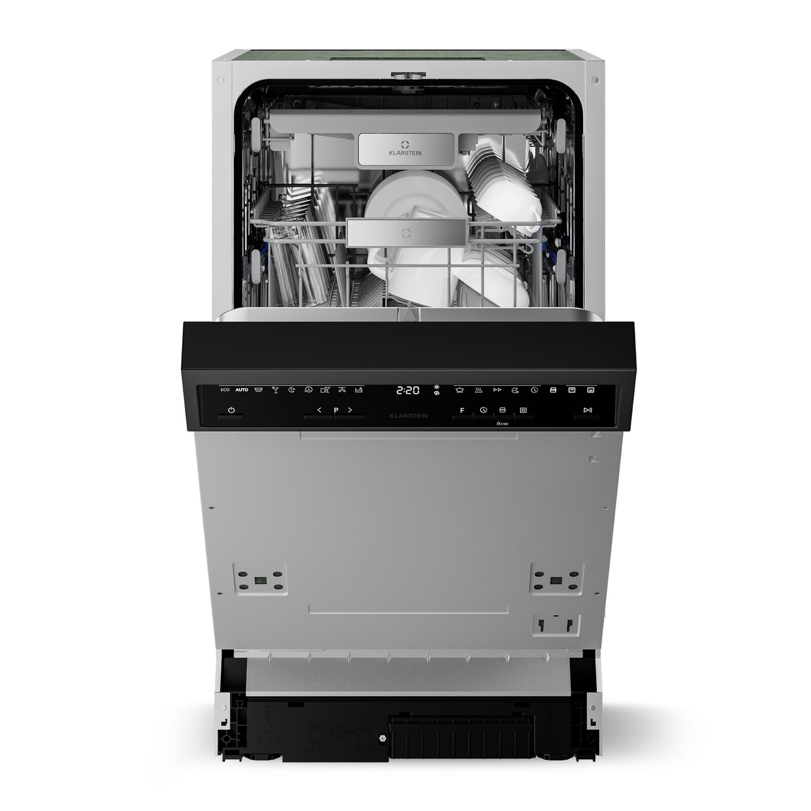Klarstein Velaire semi-integrovaná umývačka riadu | Minimalistická, kompaktná | Trieda energetickej účinnosti B | 45 cm