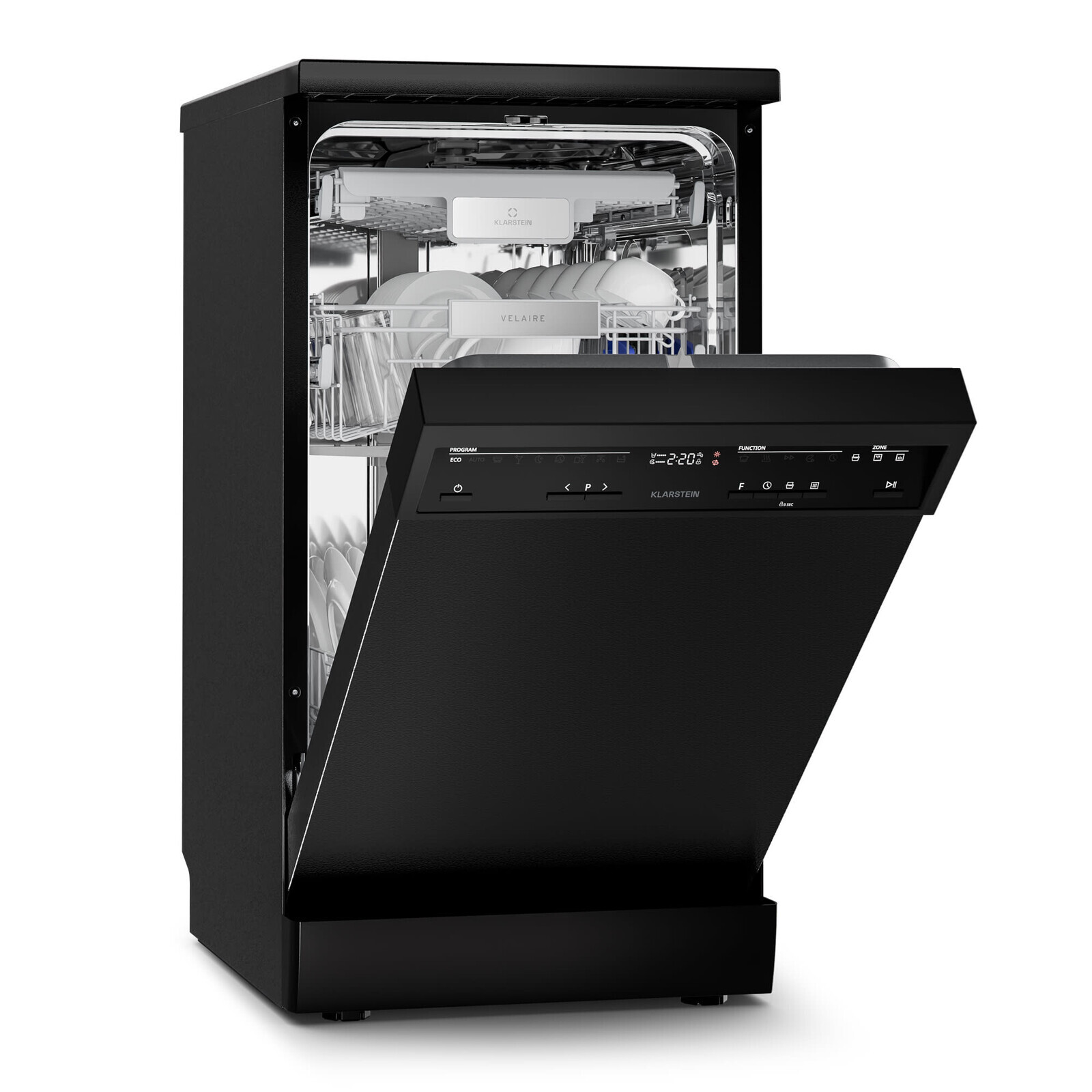 Klarstein Velaire voľne stojaca umývačka riadu | Minimalistická, kompaktná, výkonná | EEC B | 45 cm