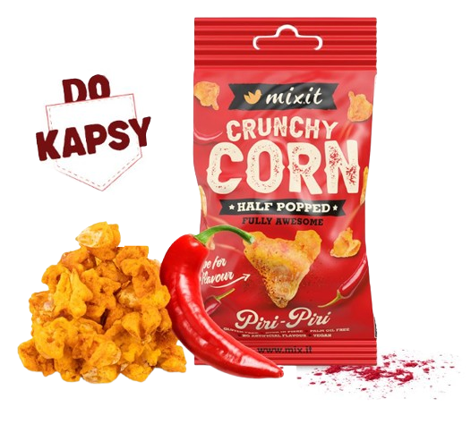 MIXIT Crunchy corn do vrecka - Peri Peri & Kajenské korenie 40 g