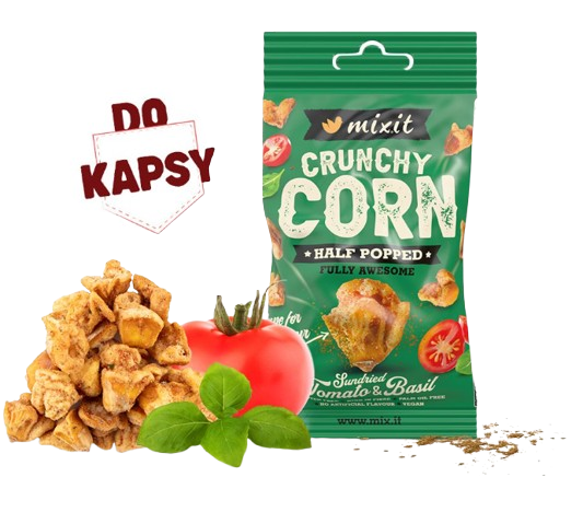 MIXIT Crunchy corn do vrecka - Paradajka & bazalka 40 g