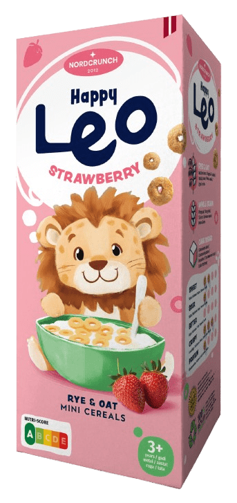 NORDCRUNCH Happy Leo Cereálne krúžky s jahodami 150 g