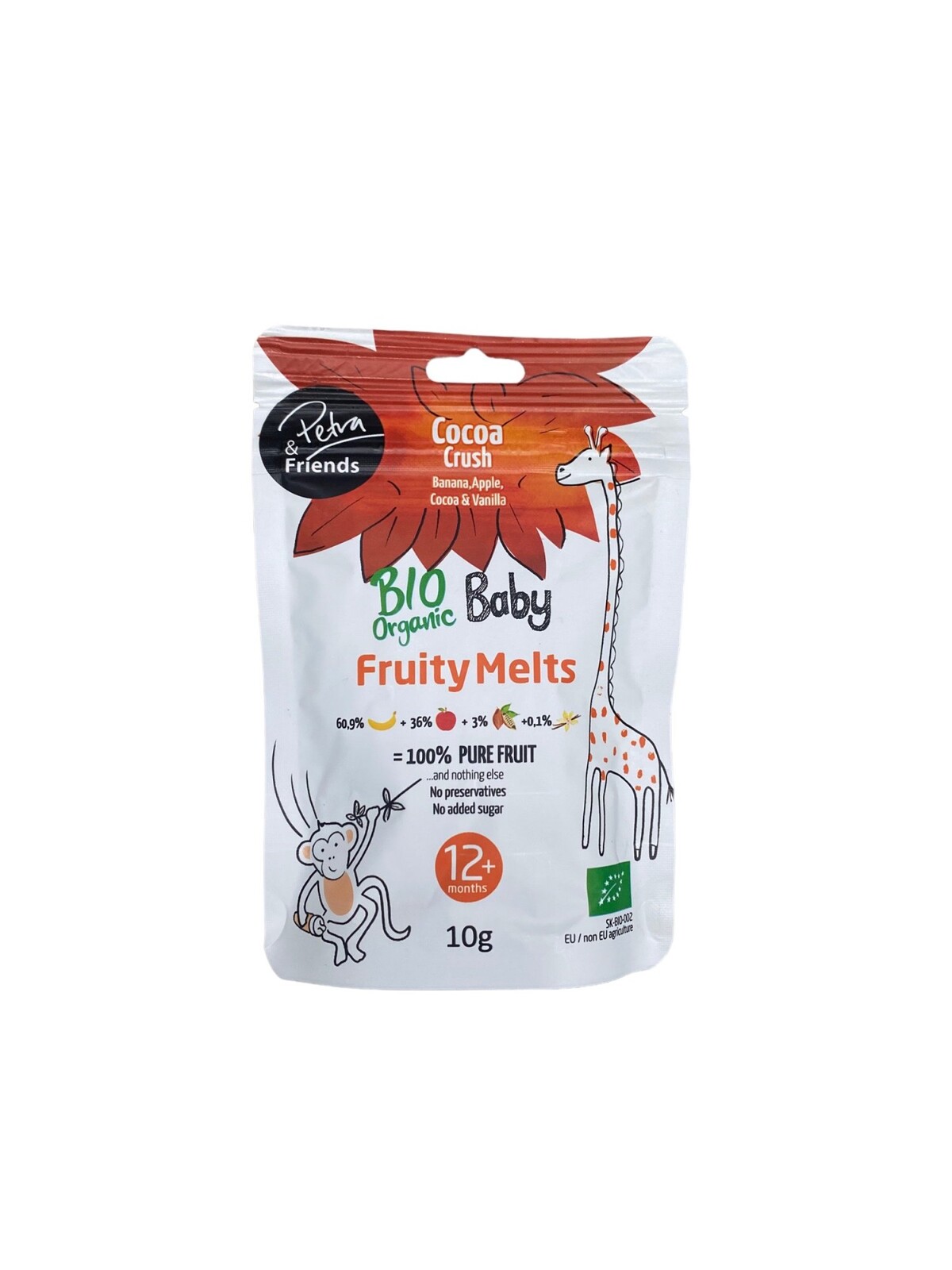PETRA & FRIENDS BIO Ovocné smoothie kúsky sušené mrazom - banán, jablko, kakao a vanilka 10 g