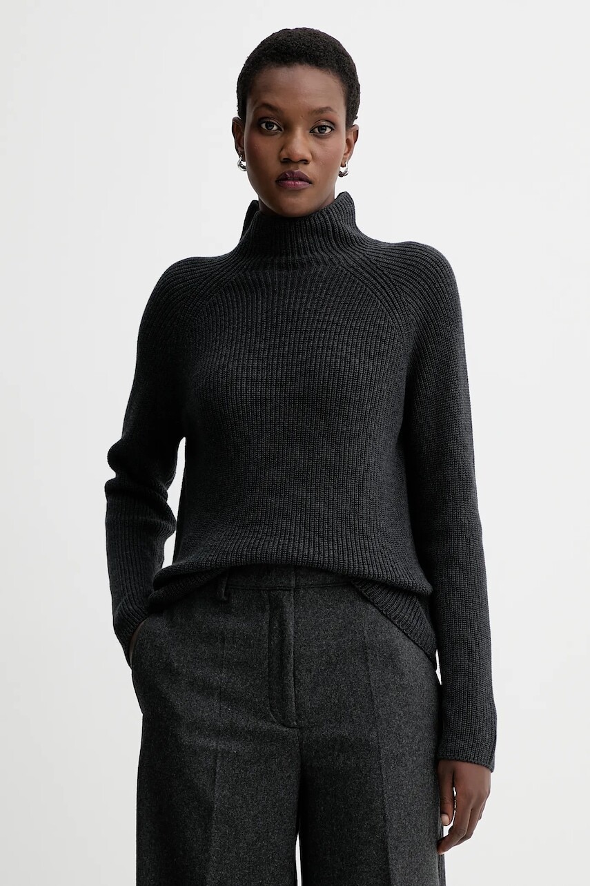 Bavlnený sveter Marc O'Polo čierna farba, s polorolákom, M09605960009