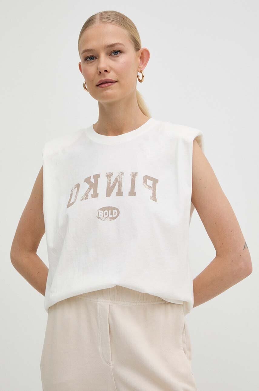 Bavlnený top Pinko béžová farba, 104268 A25Z