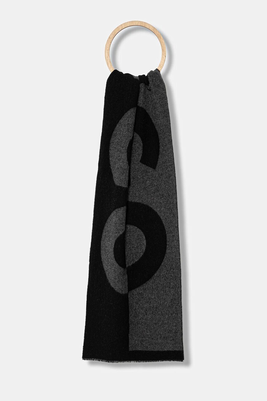 Šál s prímesou vlny HUGO čierna farba, vzorovaný, 50524767