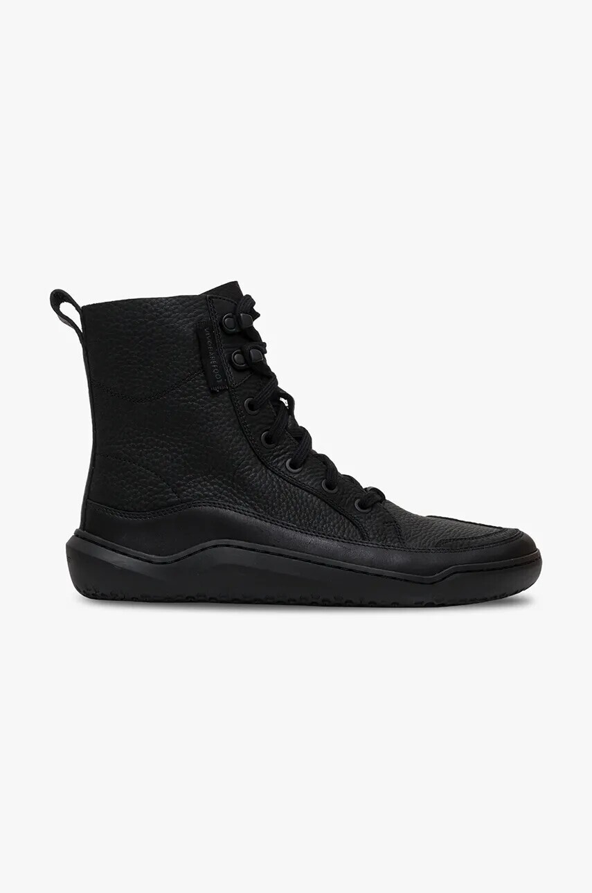 Kožené členkové topánky Vivobarefoot GOBI BOOT dámske, čierna farba, na plochom podpätku, 203431