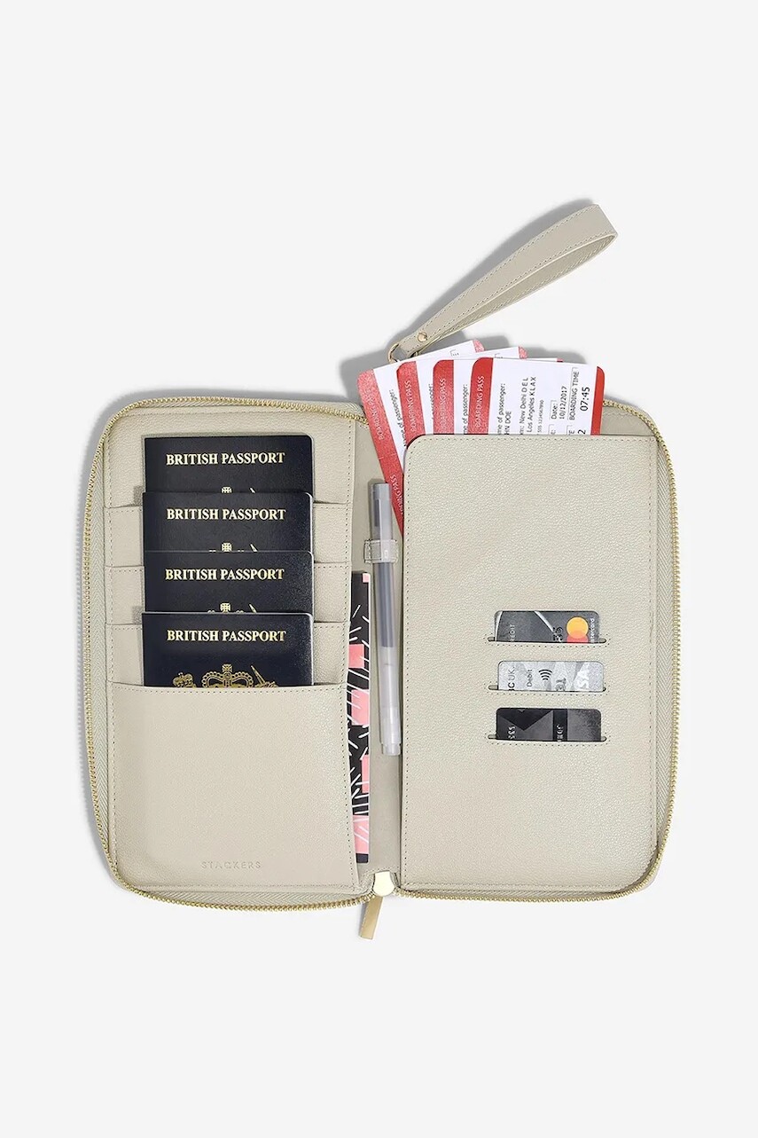 Puzdro na pas a karty Stackers 0 béžová farba, 0