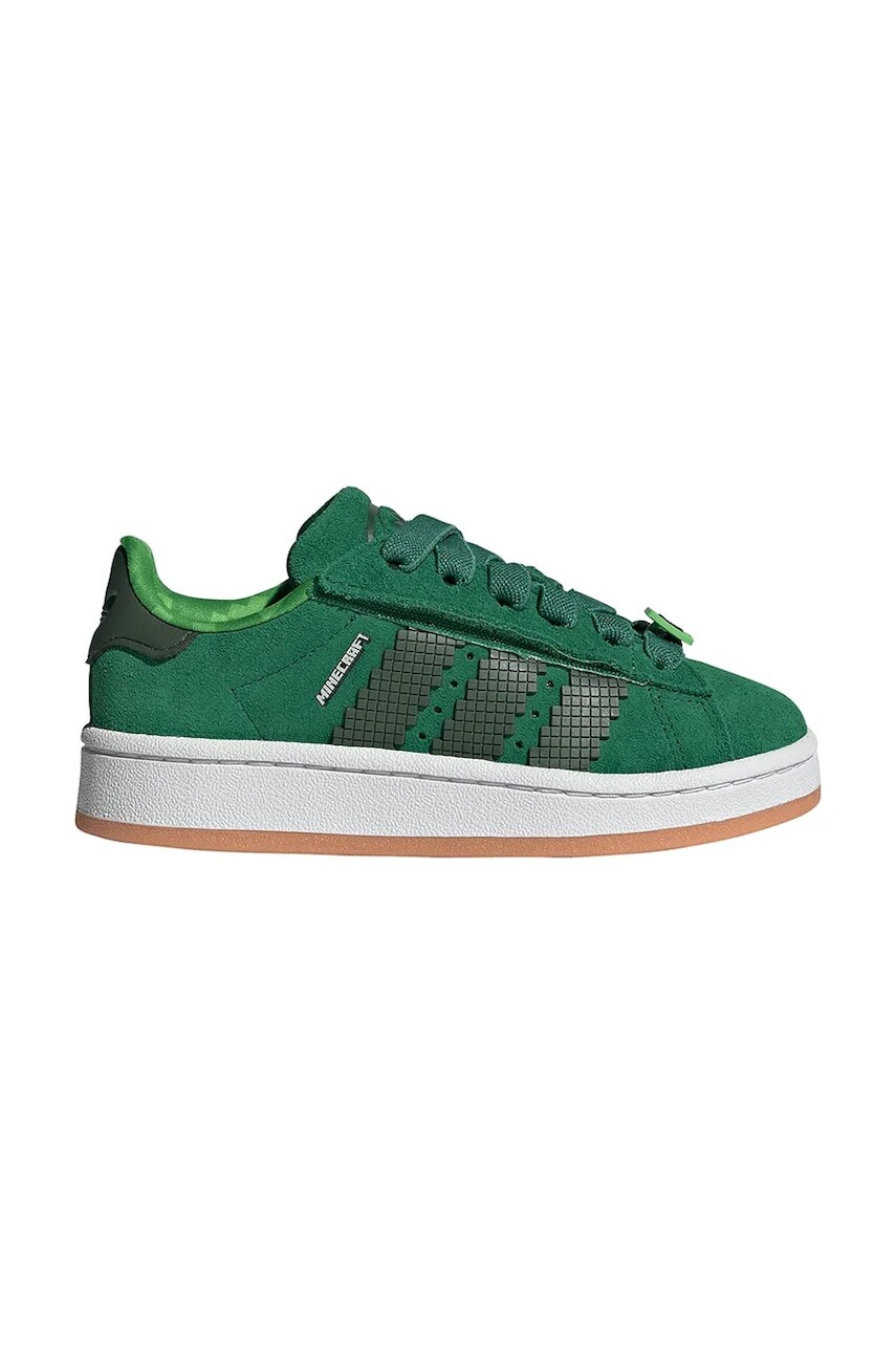 Detské semišové tenisky adidas Originals CAMPUS 00s zelená farba, JS3788