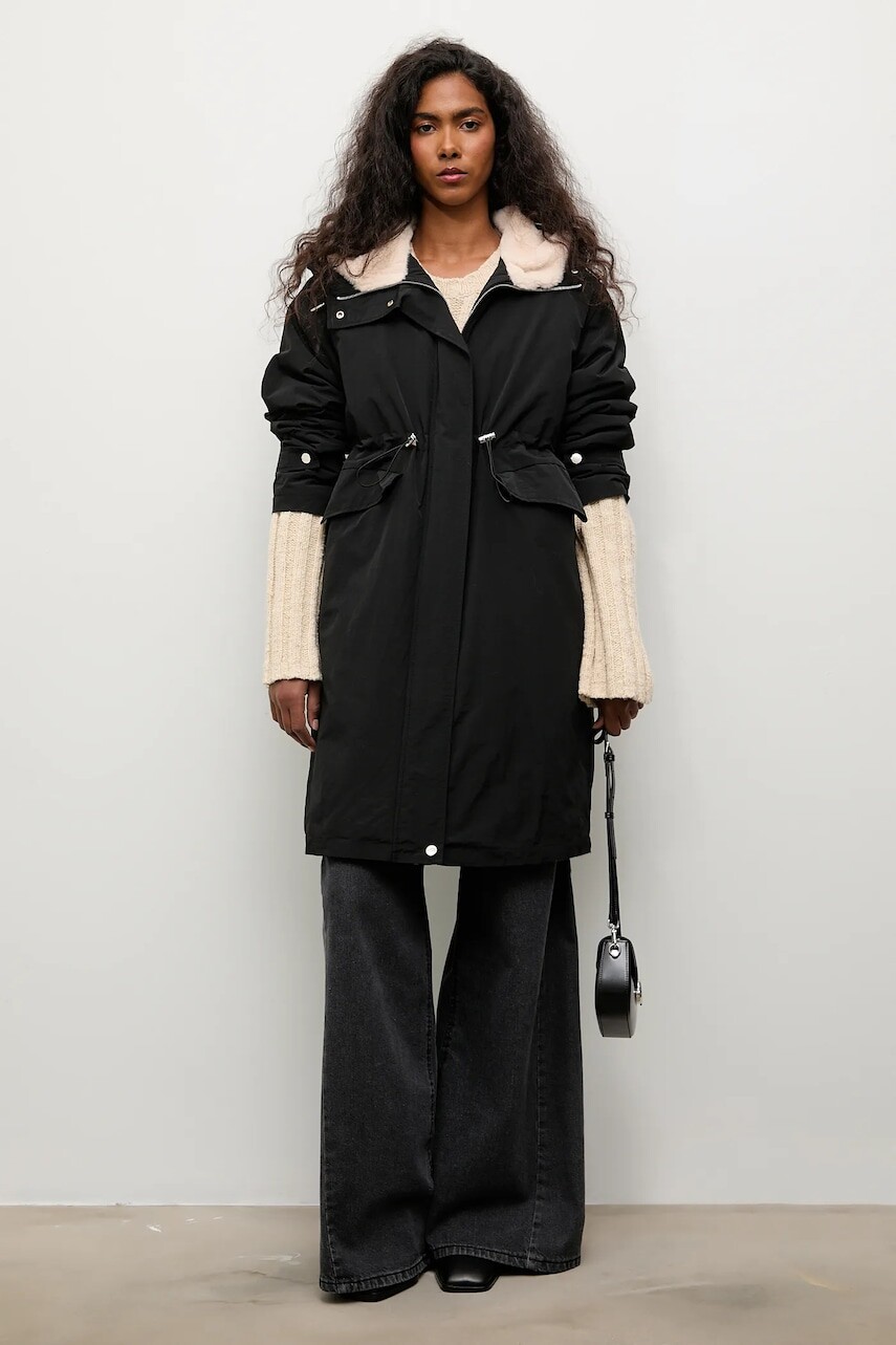 Bunda parka Answear.LAB čierna farba, prechodná