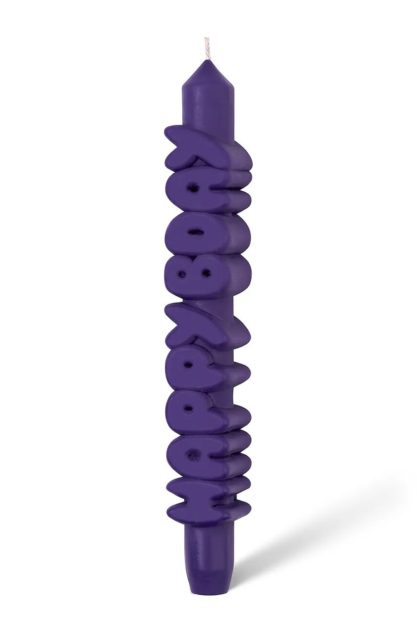 Ozdobná sviečka CandleHand Happy Birthday 23 cm fialová farba