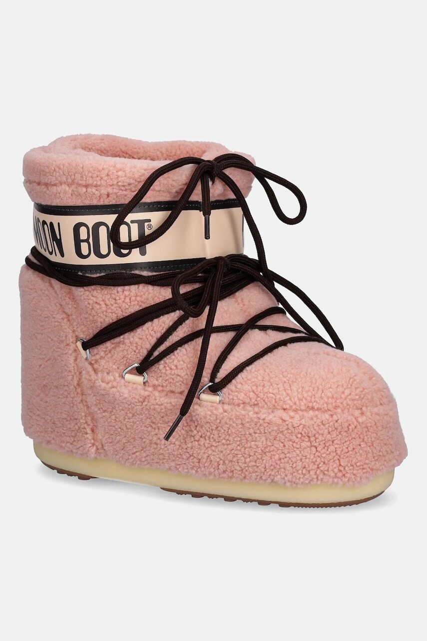 Snehule Moon Boot MB ICON LOW FLEECE ružová farba, 80D1409700 J001