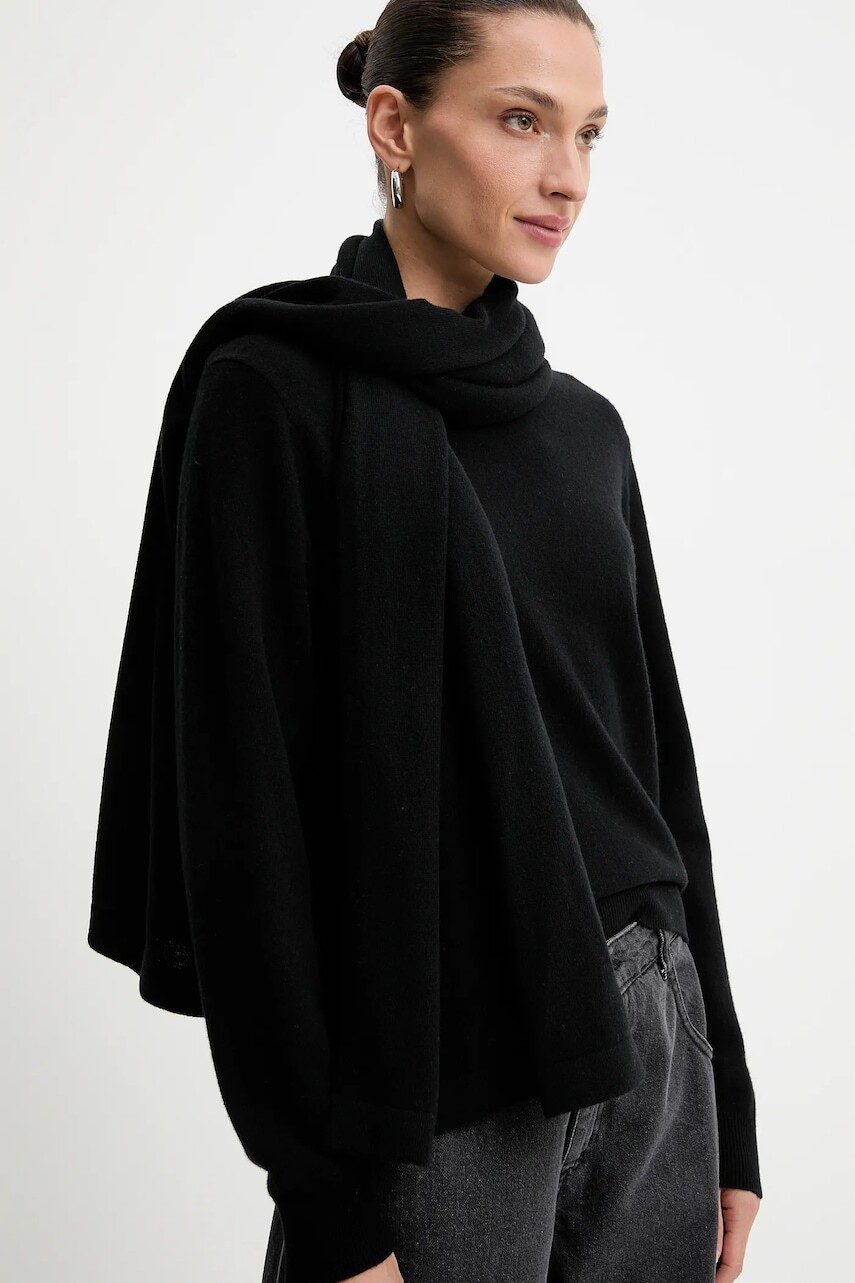 Vlnený sveter Answear.LAB čierna farba, ľahké