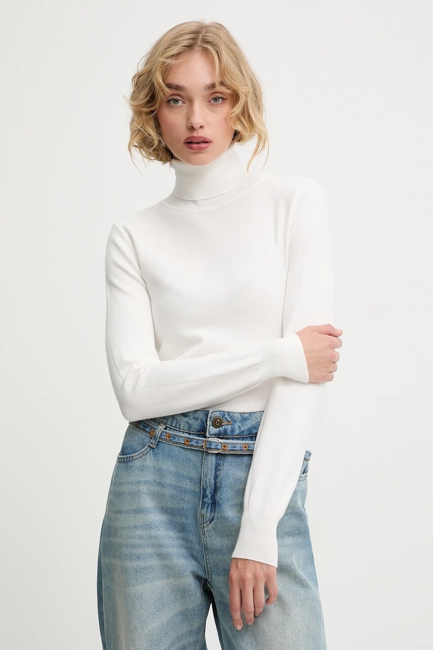 Vlnený sveter Answear.LAB béžová farba, ľahké, s rolákom