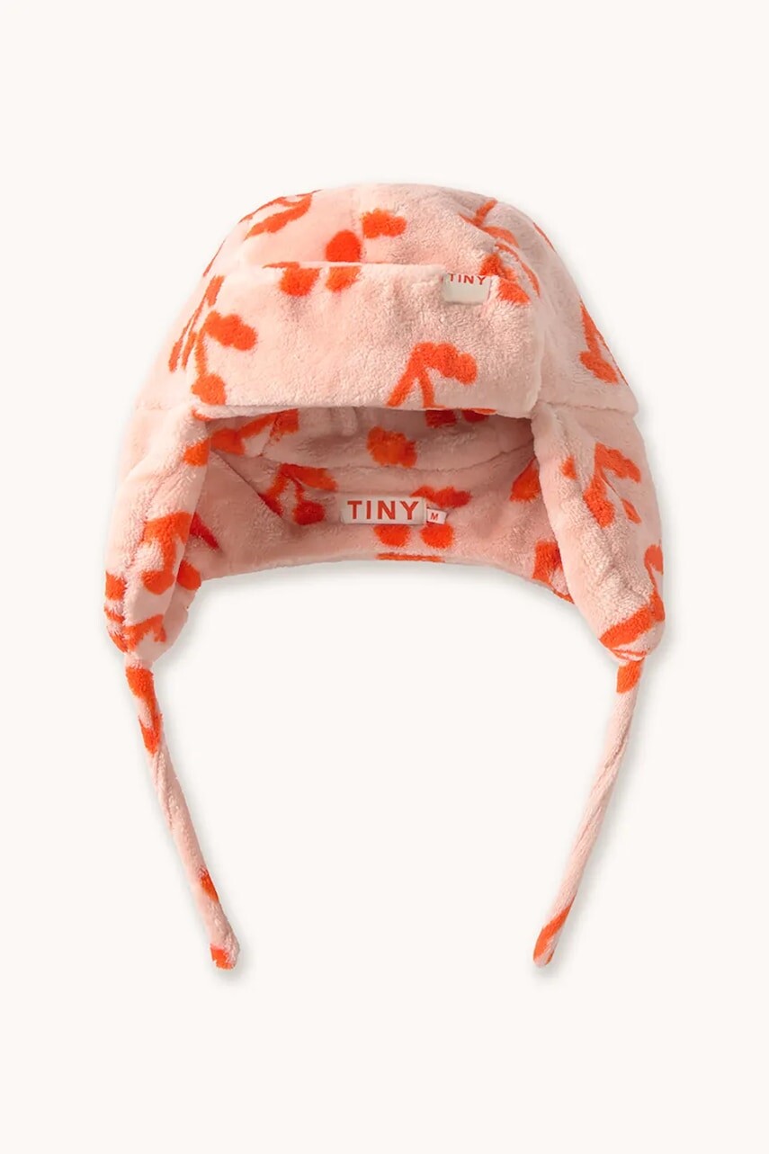 Detská čiapka Tinycottons CHERRIES EARFLAP BEANIE oranžová farba, AW25-571