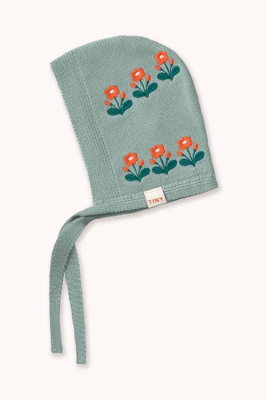 Čiapka pre bábätká Tinycottons FLOWERS BONNET modrá farba biela, AW25-105