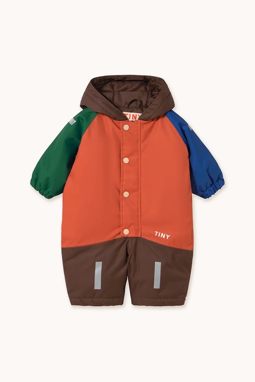 Overal Tinycottons COLOR BLOCK SNOW ONE-PIECE hnedá farba, AW25-044