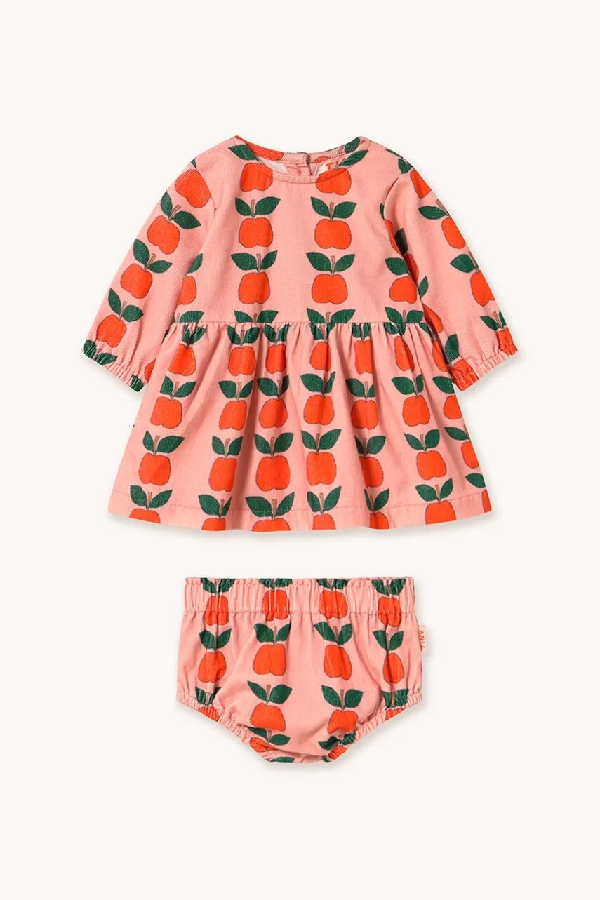 Šaty pre bábätká Tinycottons APPLES BABY SET ružová farba, mini, áčkový strih, AW25-385