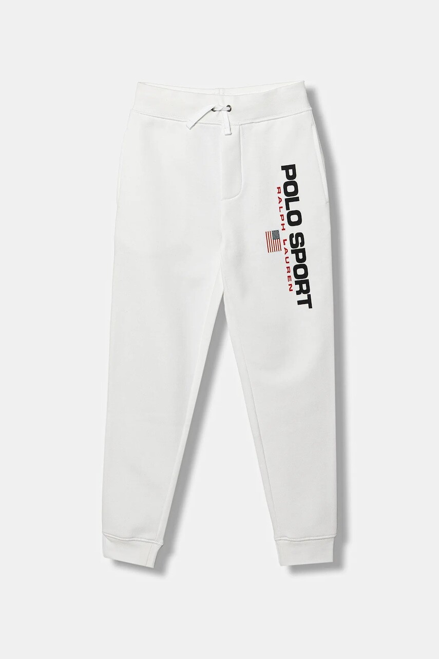 Detské tepláky Polo Ralph Lauren biela farba, s potlačou, 323962123008