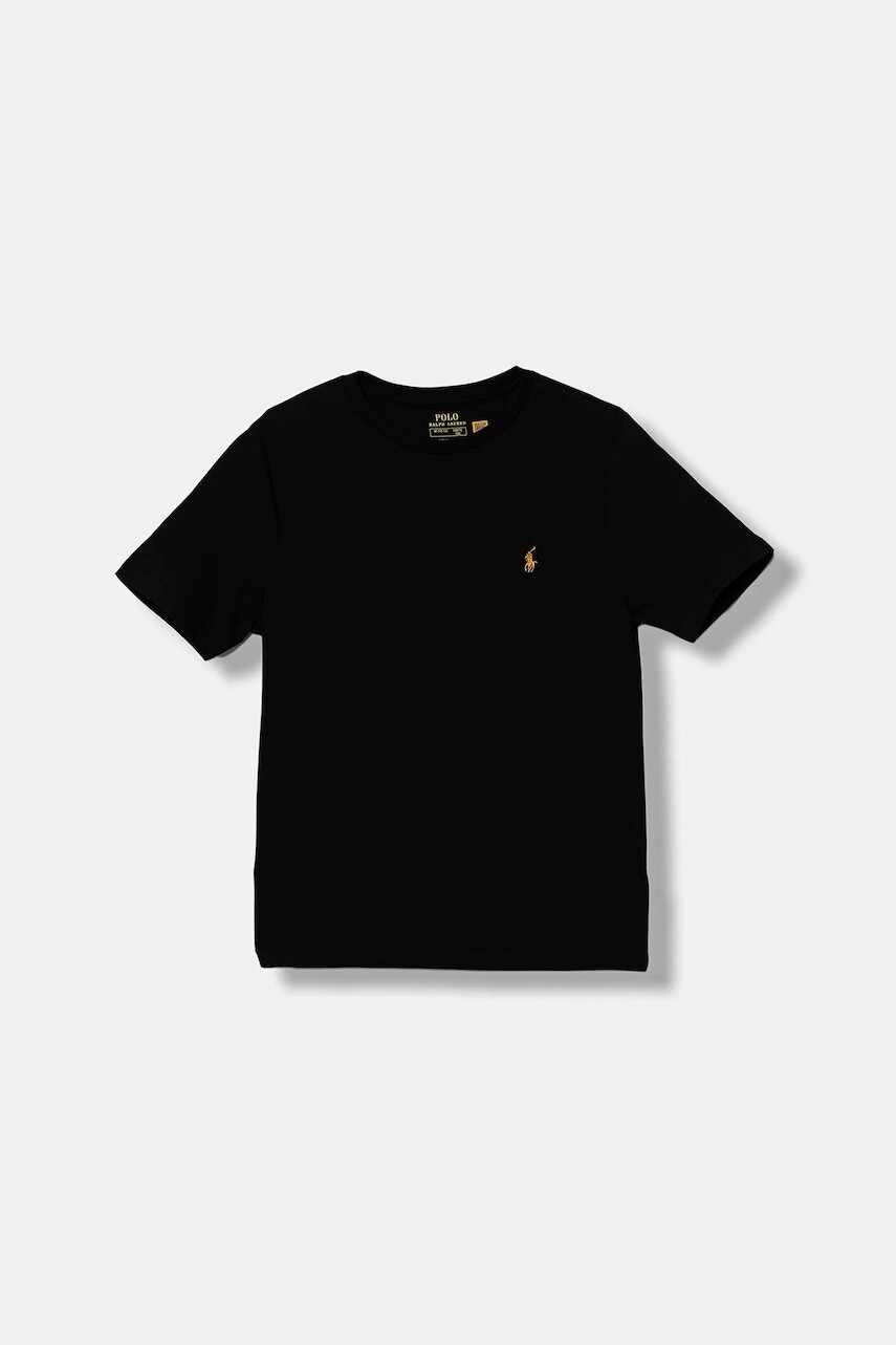 Detské bavlnené tričko Polo Ralph Lauren čierna farba, 323832904202