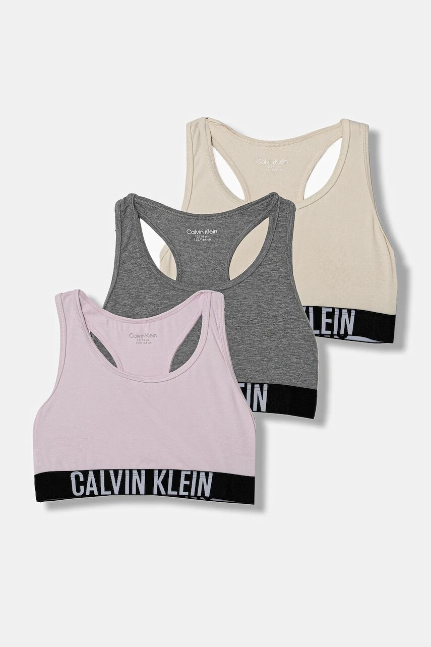 Detská športová podprsenka Calvin Klein Underwear 3-pak šedá farba, G80G800745