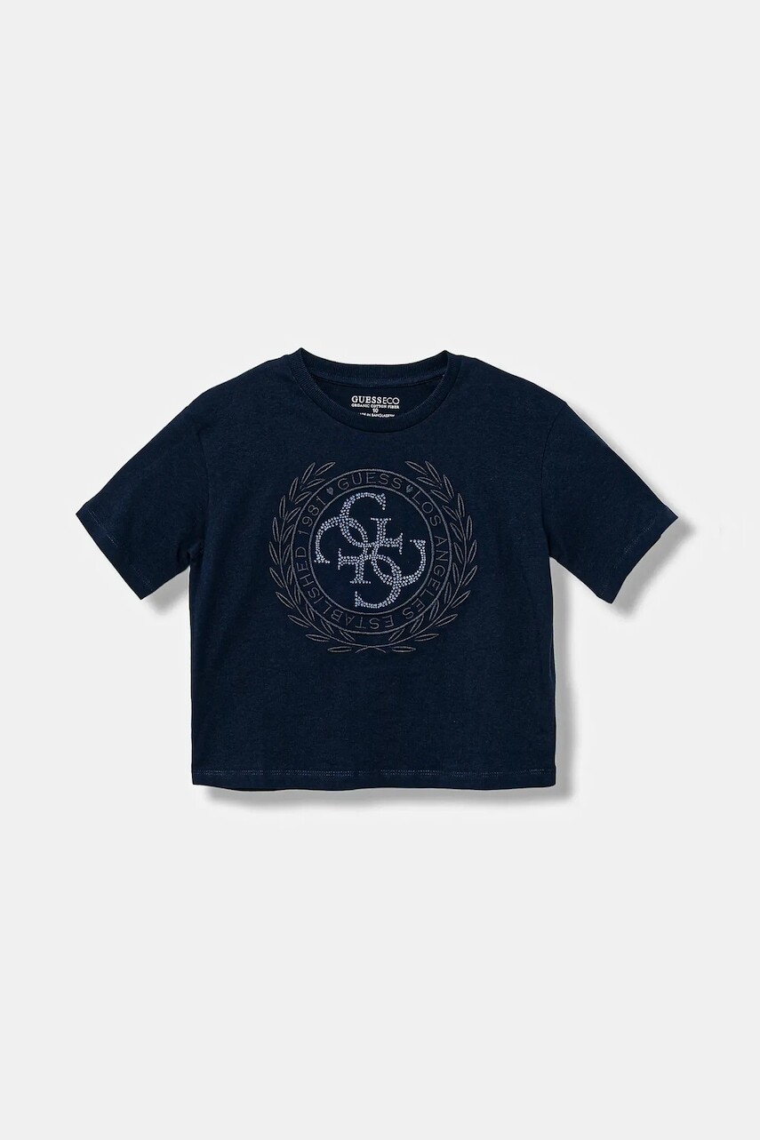 Detské bavlnené tričko Guess tmavomodrá farba, J5BI22 I3Z14
